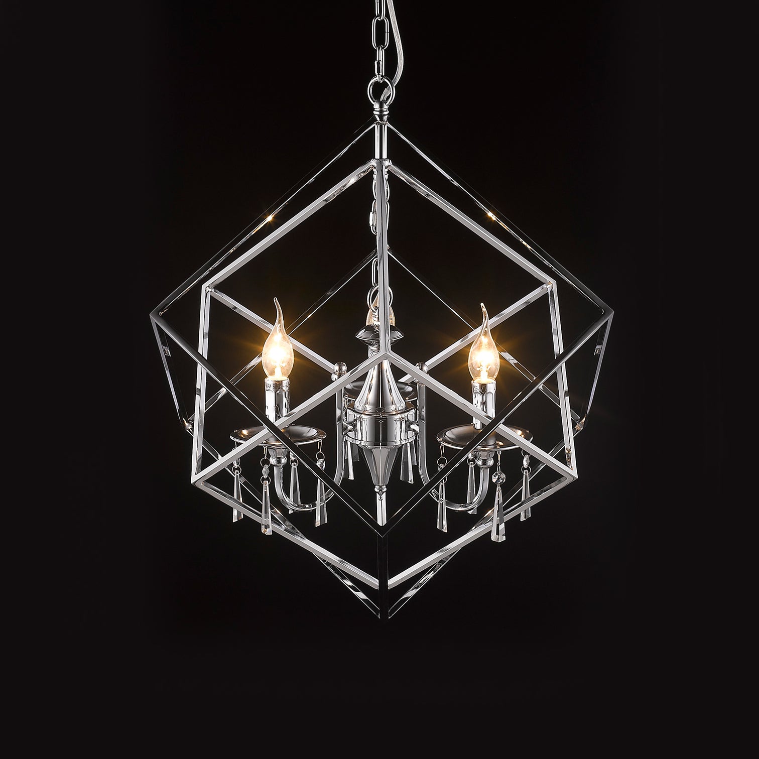 NEOSA 3-Light Contemporary K9 Crystal Chandelier Light E14 Chrome - 7Pandas Australia