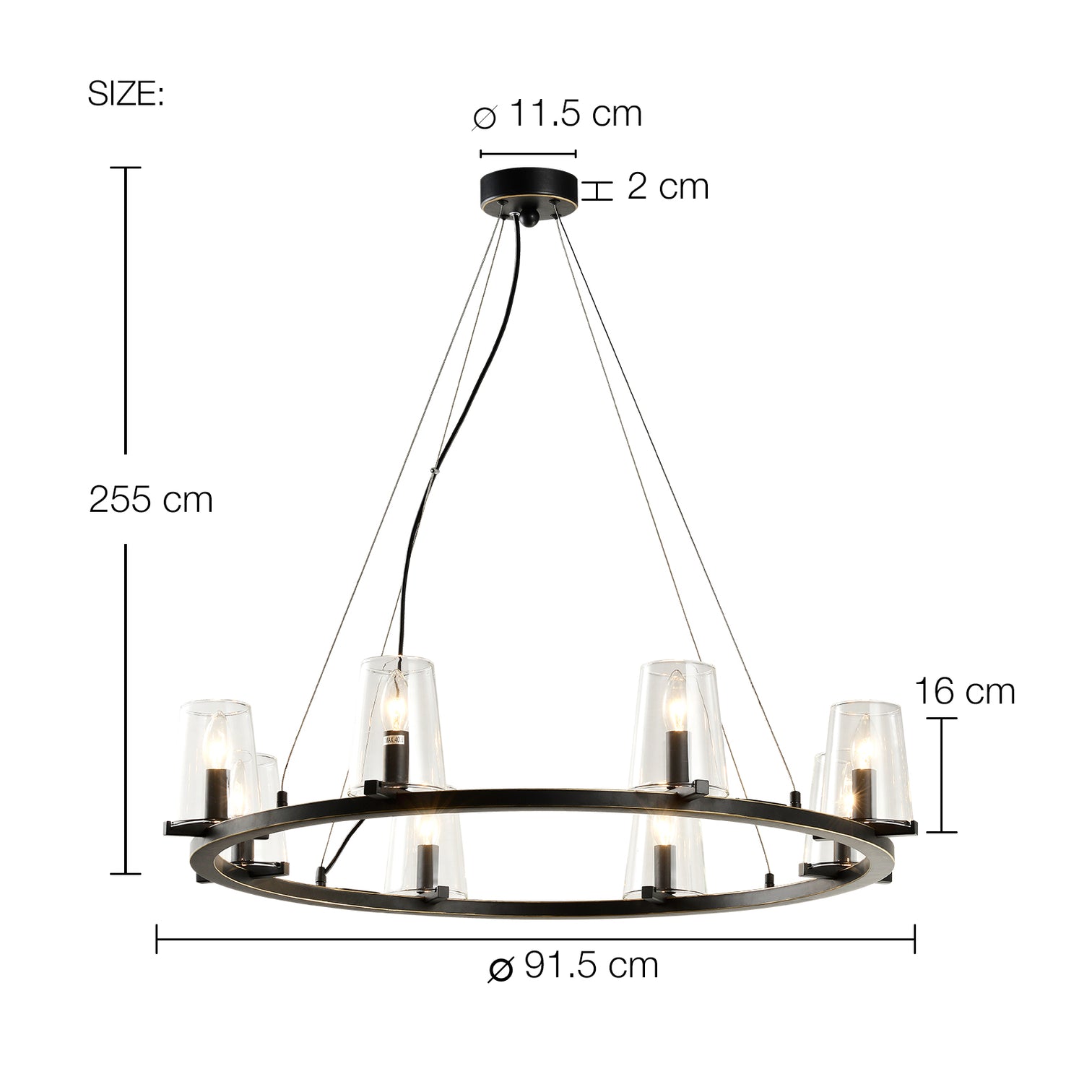CANOVA 8-Light Circular large Contemporary Chandelier Bronze 90cm diameter E14 base - 7Pandas Australia