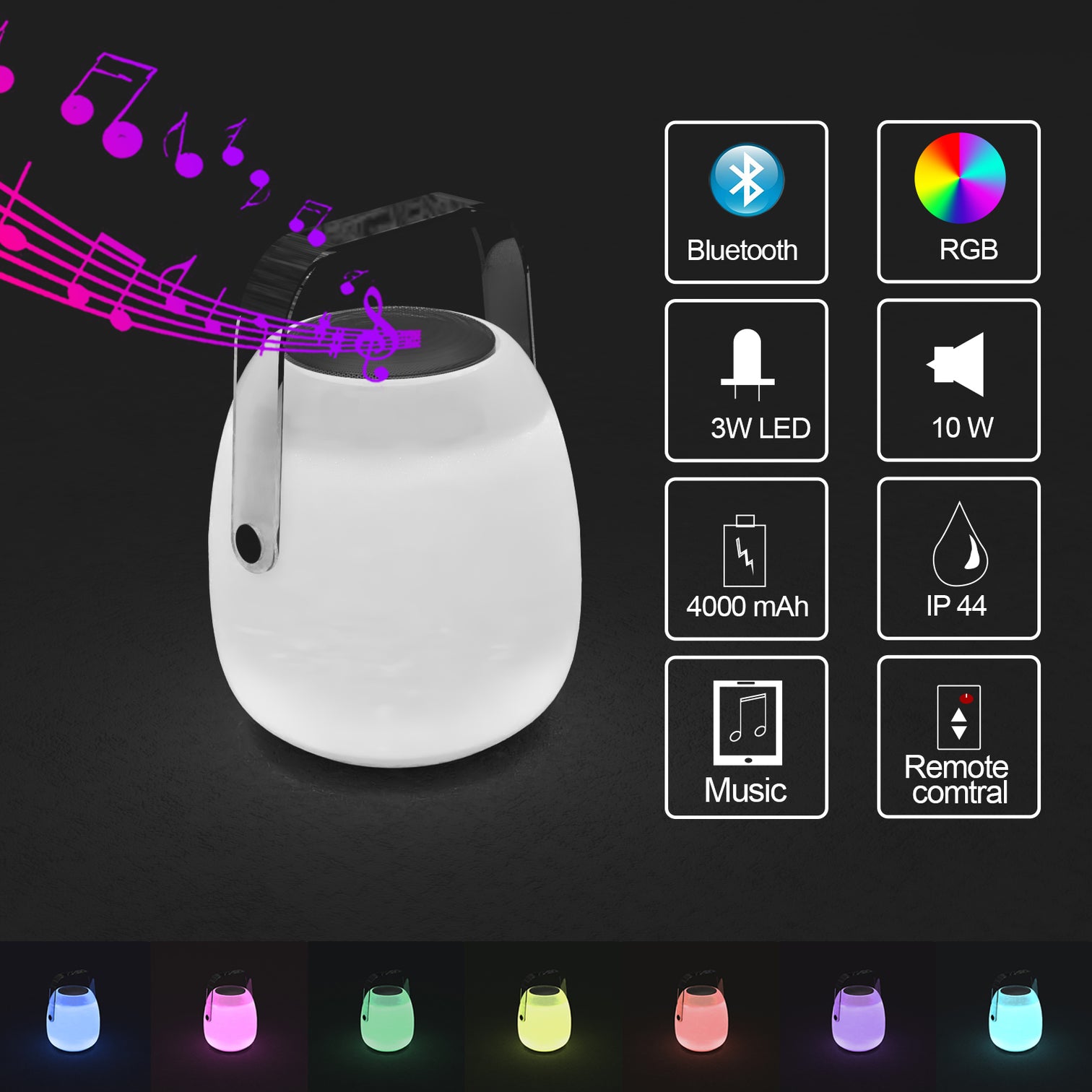 Molly Portable Outdoor Bluetooth Speakers RGB LED Speaker Light Superior Rechargeable - 7Pandas Australia