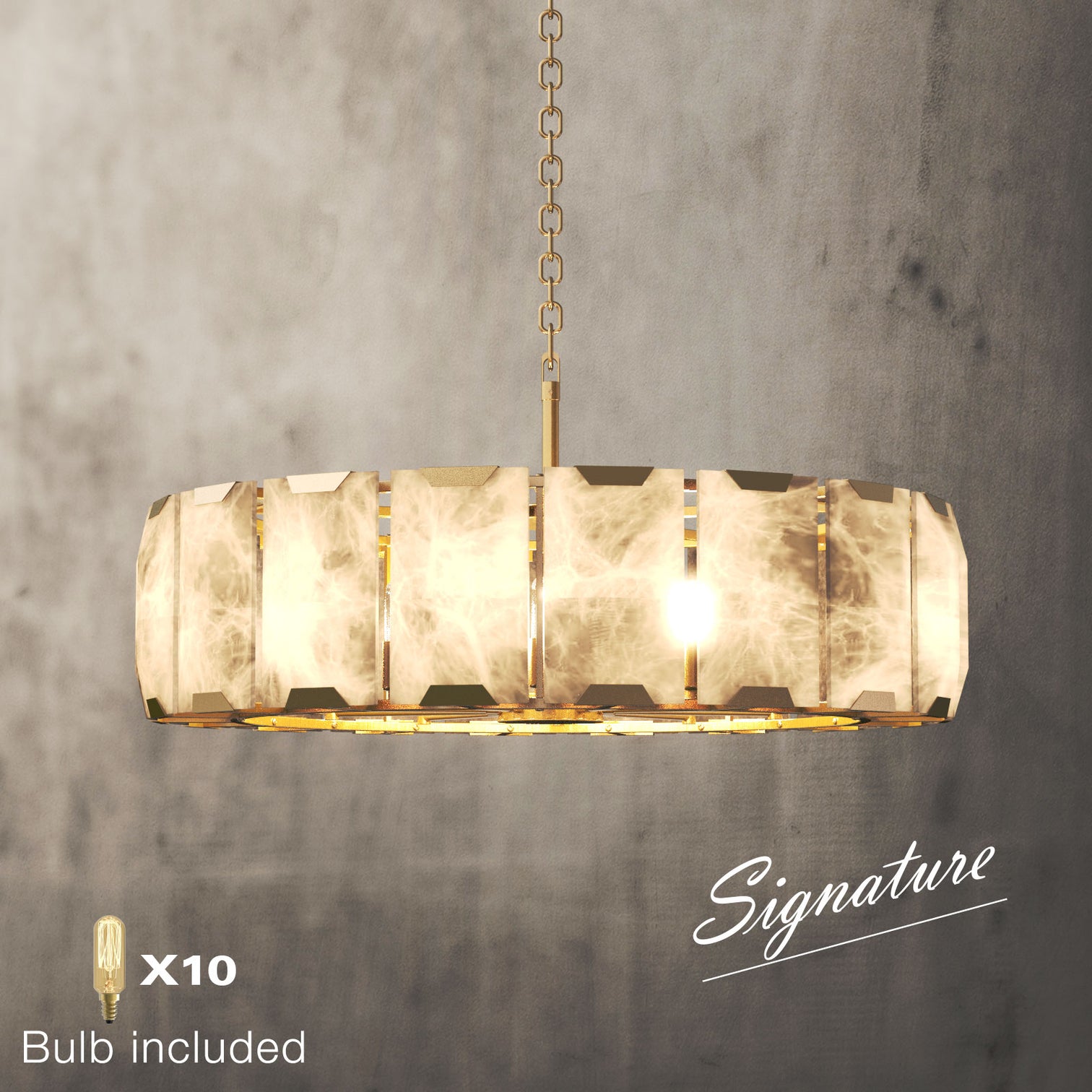 ALLYSON 800mm Circular Round Alabaster Chandelier 10*E14 Lamp base - 7Pandas Australia