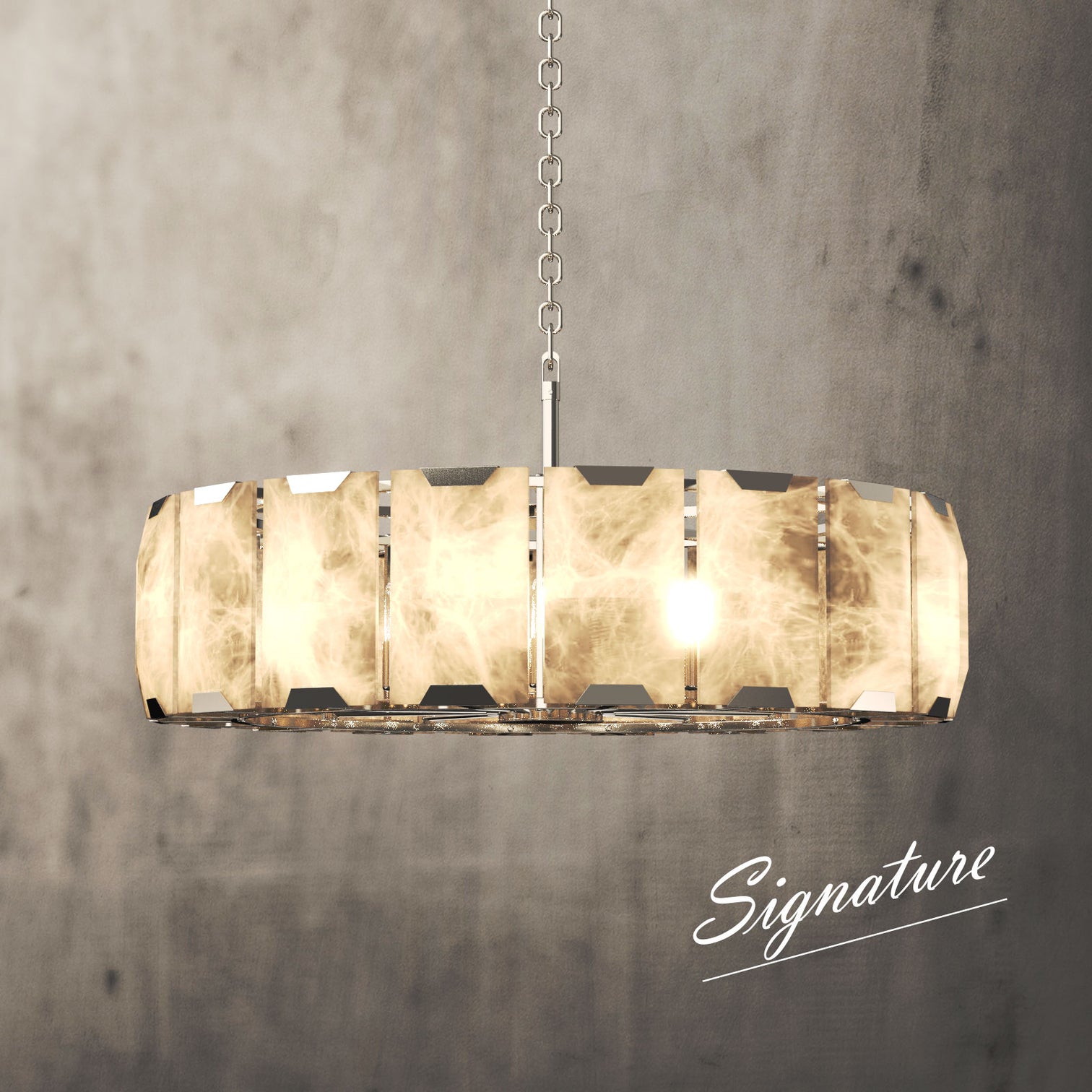 ALLYSON 800mm Circular Round Alabaster Chandelier 10*E14 Lamp base - 7Pandas Australia