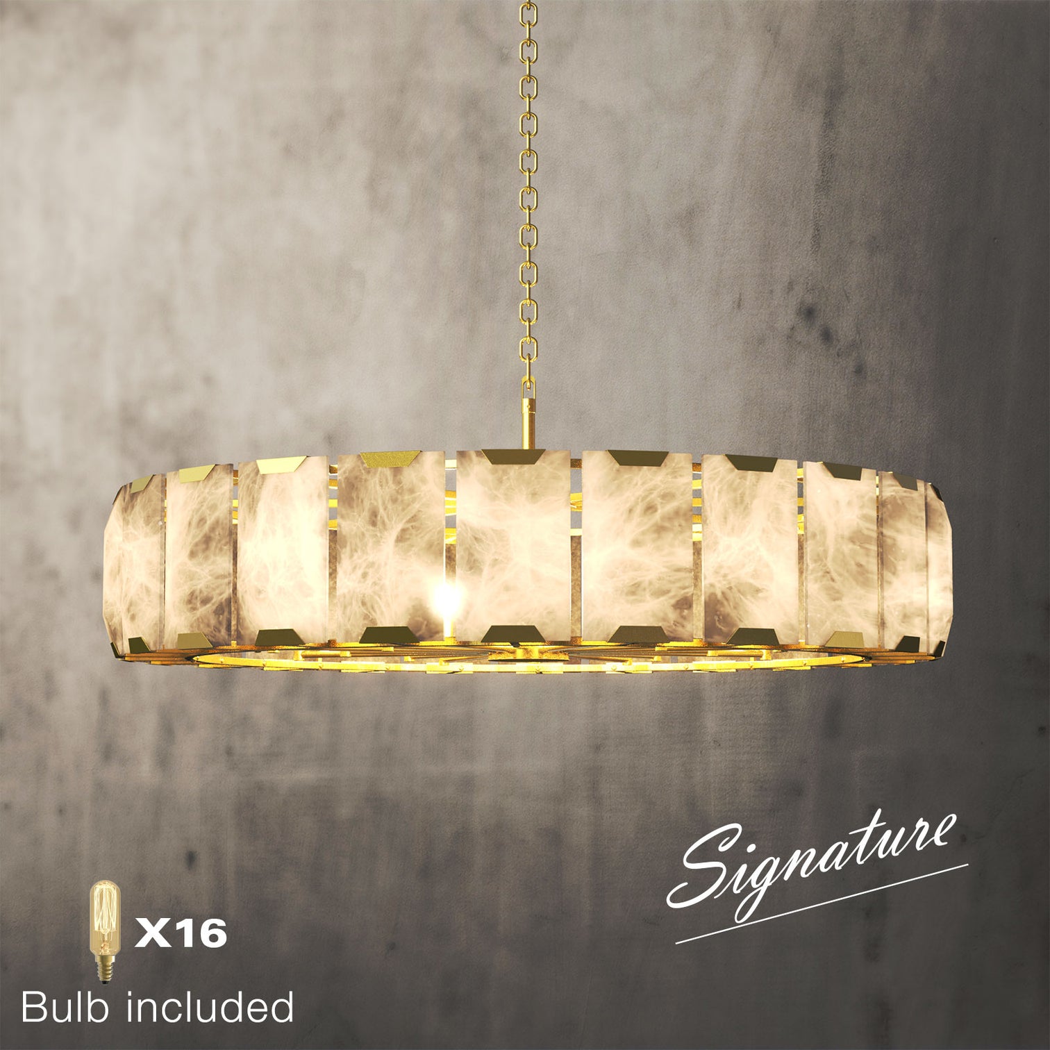 ALLYSON 1050mm Circular Round Alabaster Chandelier 16*E14 Lamp base - 7Pandas Australia