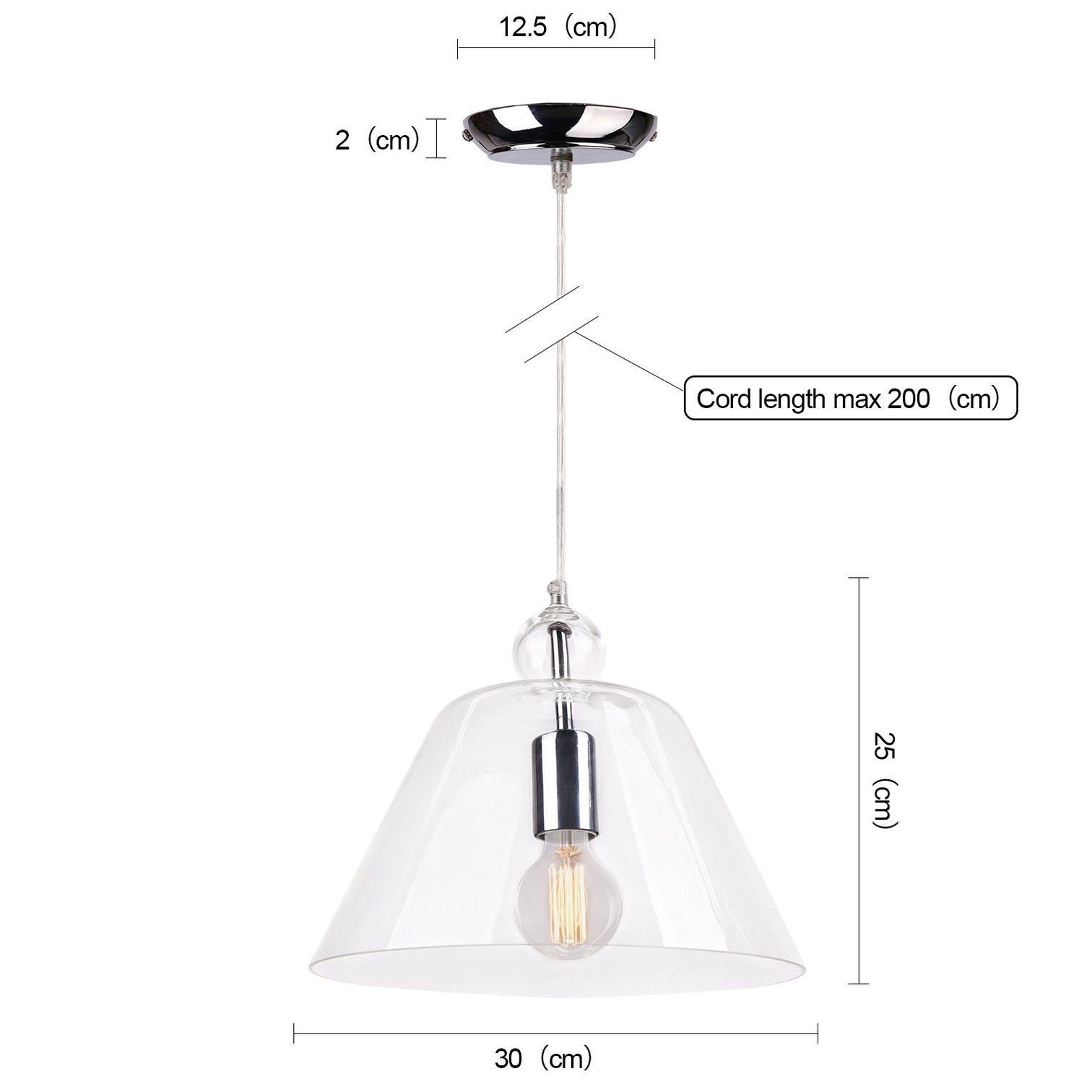 VICTOR Modern Clear Glass Pendant Light Chrome E27 - 7Pandas Australia