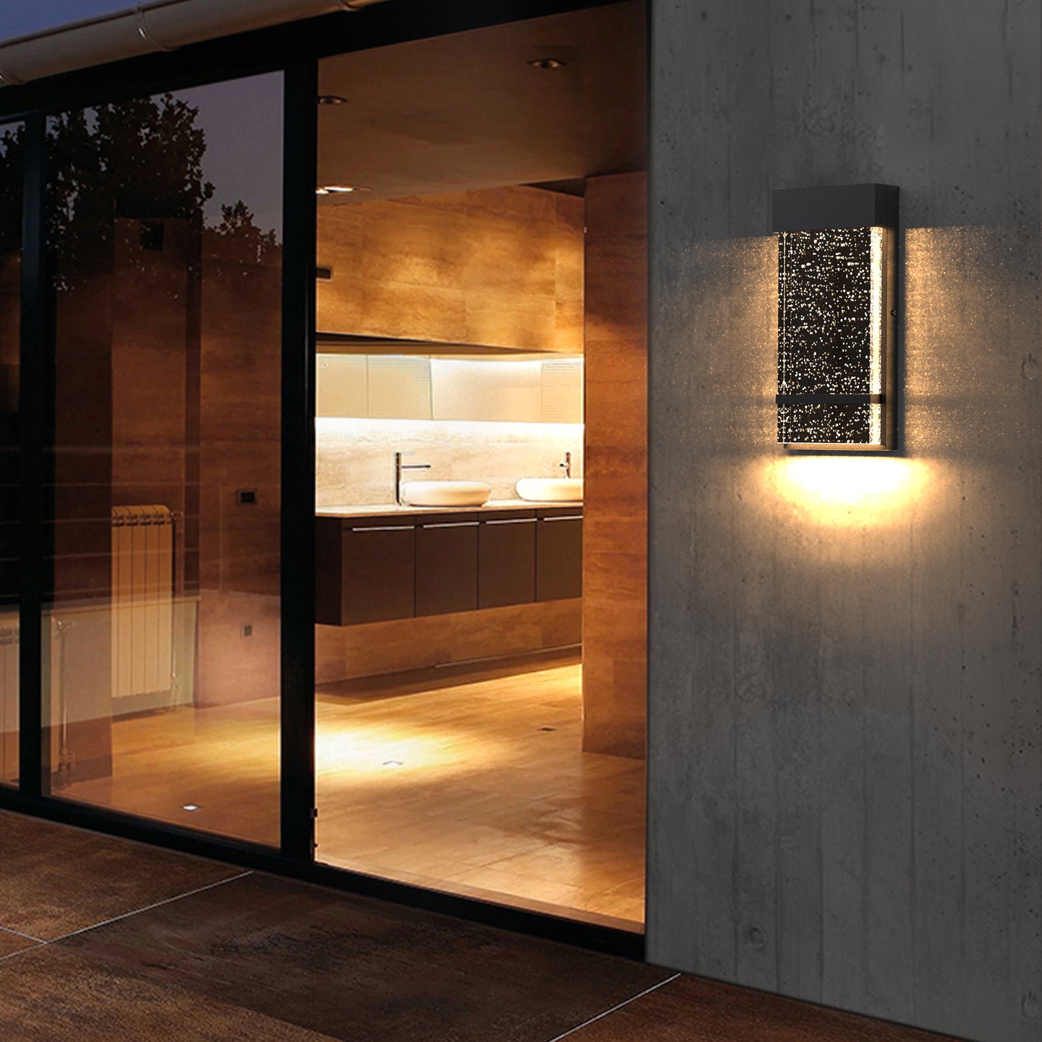 SEVILLA LED Modern Wall Sconces Exterior Lights with Crystal Bubble 3CCT Matte Black 13W 3000K IP44 - 7Pandas Australia