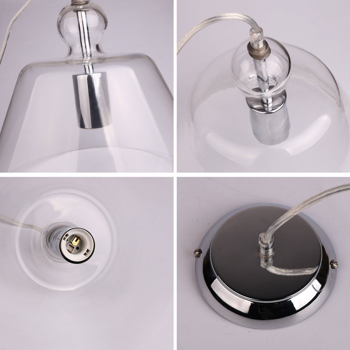 VICTOR 1 Light Modern Glass Pendant Light Chrome E27