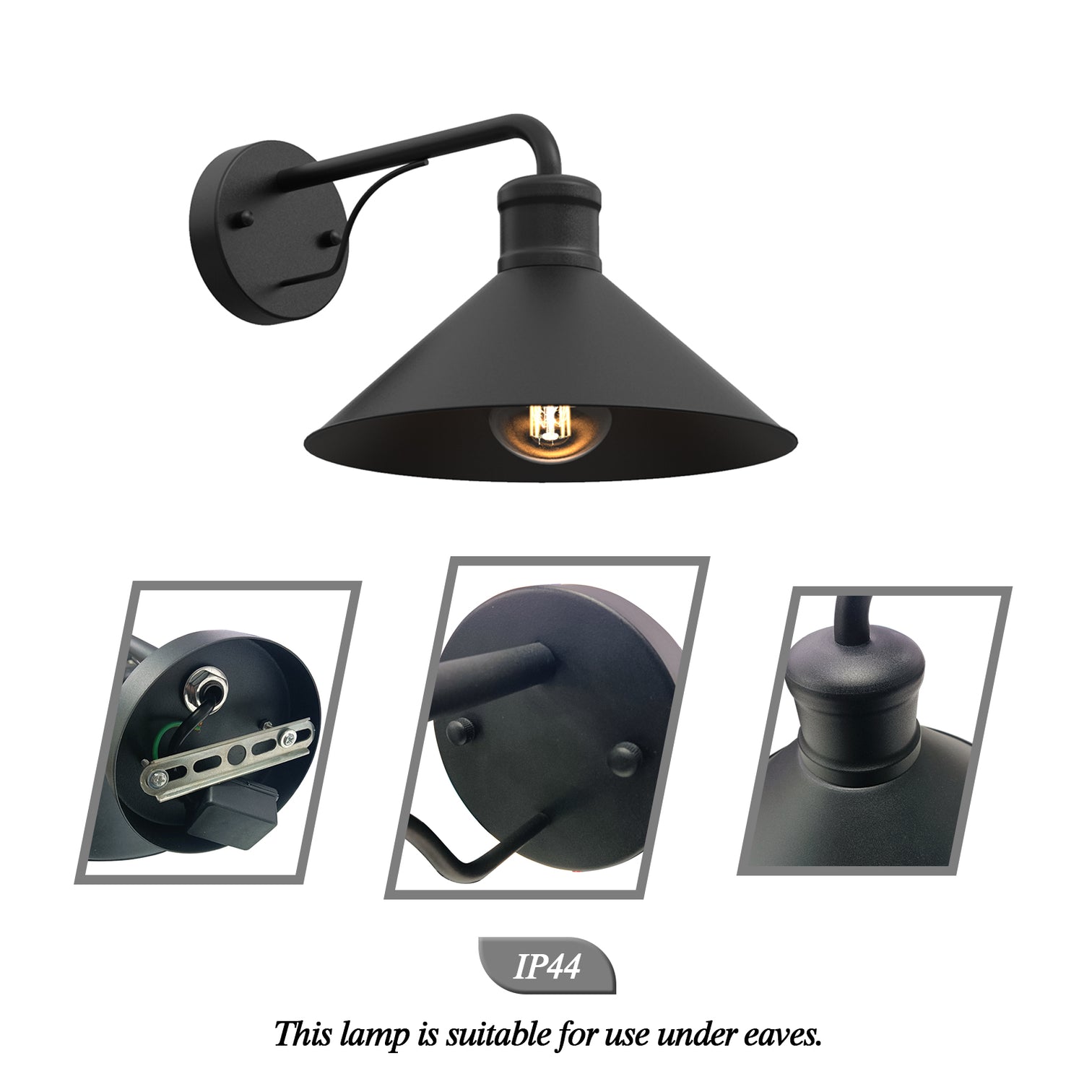 DOBLIN 2PACK Outdoor Wall Sconce Matt Black E27 IP44 - 7Pandas Australia
