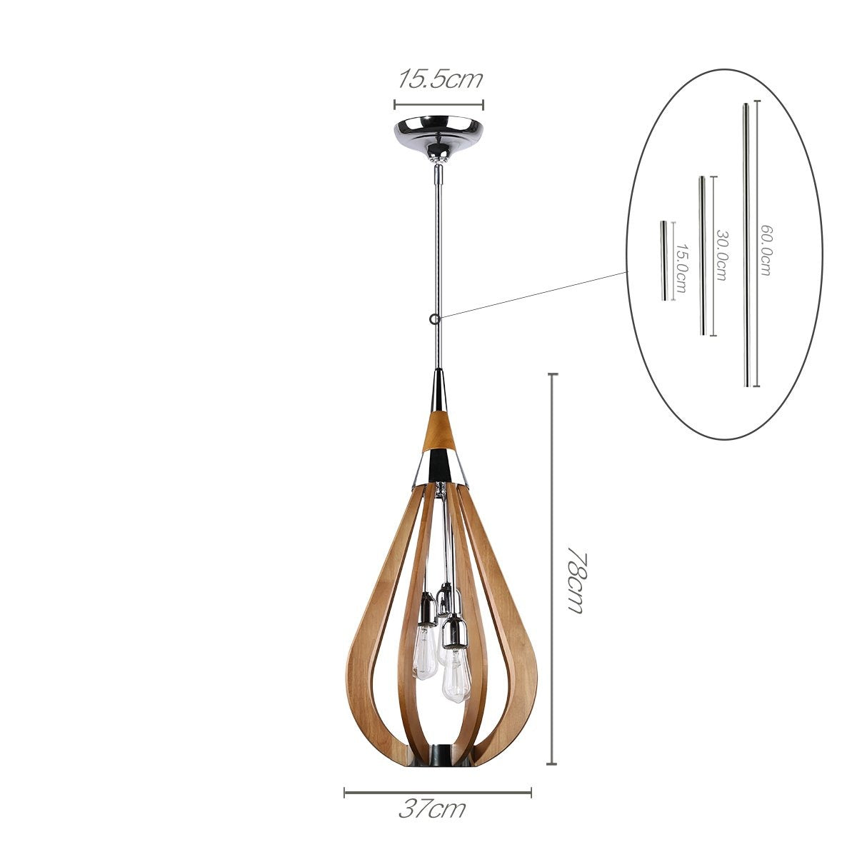 BONITO 3-Light Timber Round Dark Brown E27 Modern Chandelier Lights - 7Pandas Australia