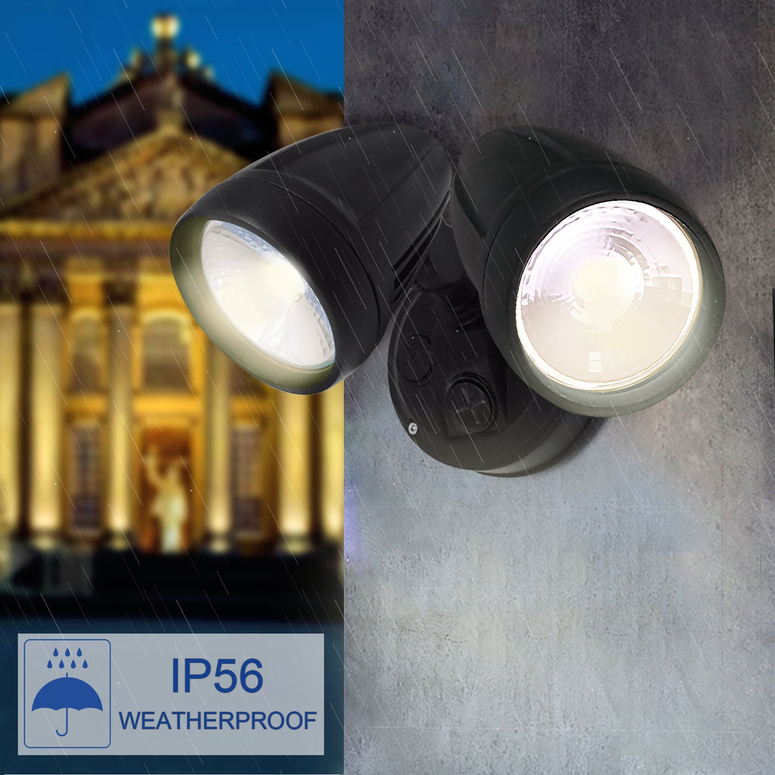 LED 2-Lights Outdoor Security Light Matt Black 2x15W 2100LM IP56 - 7Pandas Australia