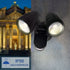 2X15W 5000k LED Outdoor Security Light with Motion Sensor Garage Spotlight Light Matt Black IP56