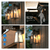 Collage showing outdoor wall lights with motion sensor detection up to 40ft, 220° induction angle, and weather-resistant IP44 design.