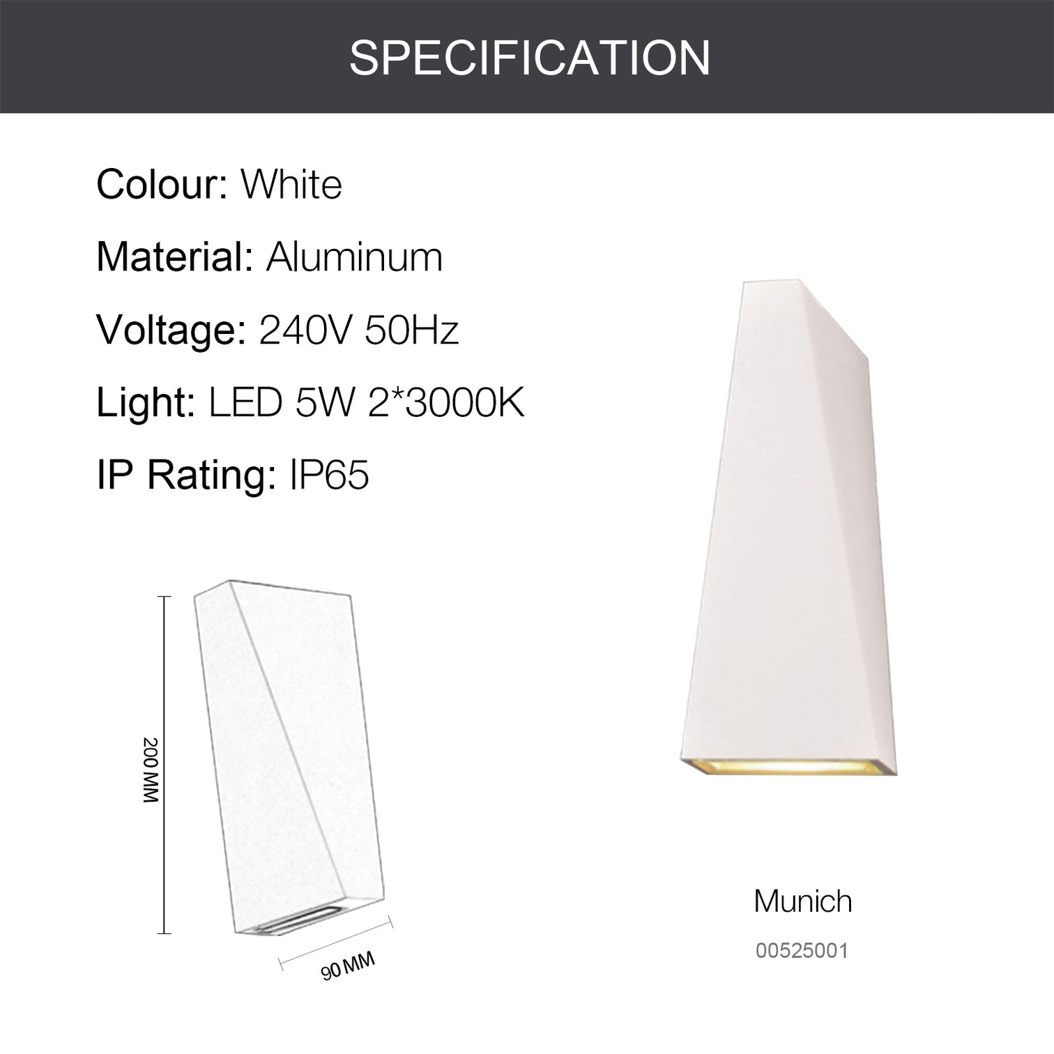 MUNICH LED Outdoor Exterior Wall Light Up and Down 5W+5W IP65 3000K - 7Pandas Australia