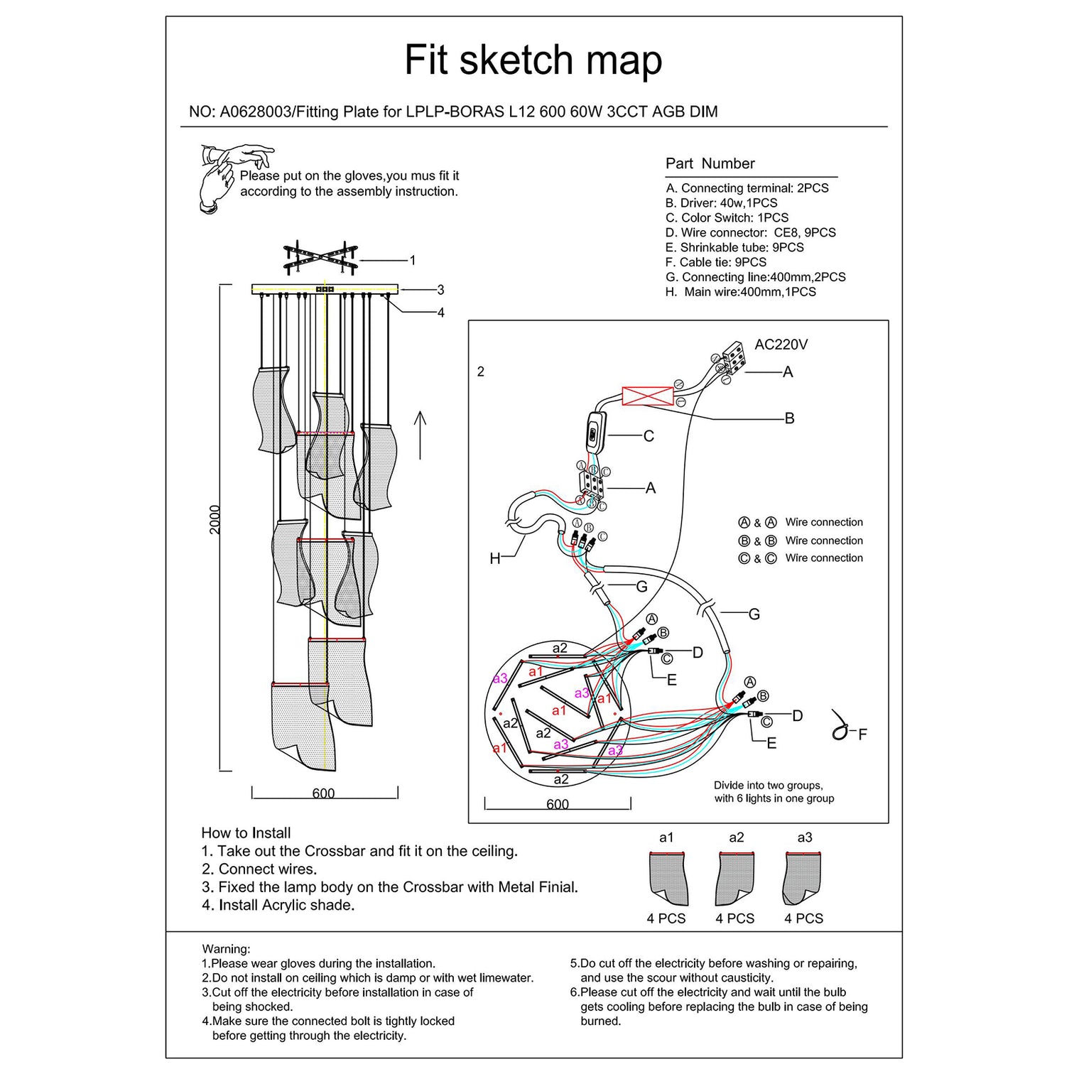 BORAS LED Modern Style High Ceiling Chandelier 3CCT Living Room Aged Brass Dimmable - 7Pandas Australia