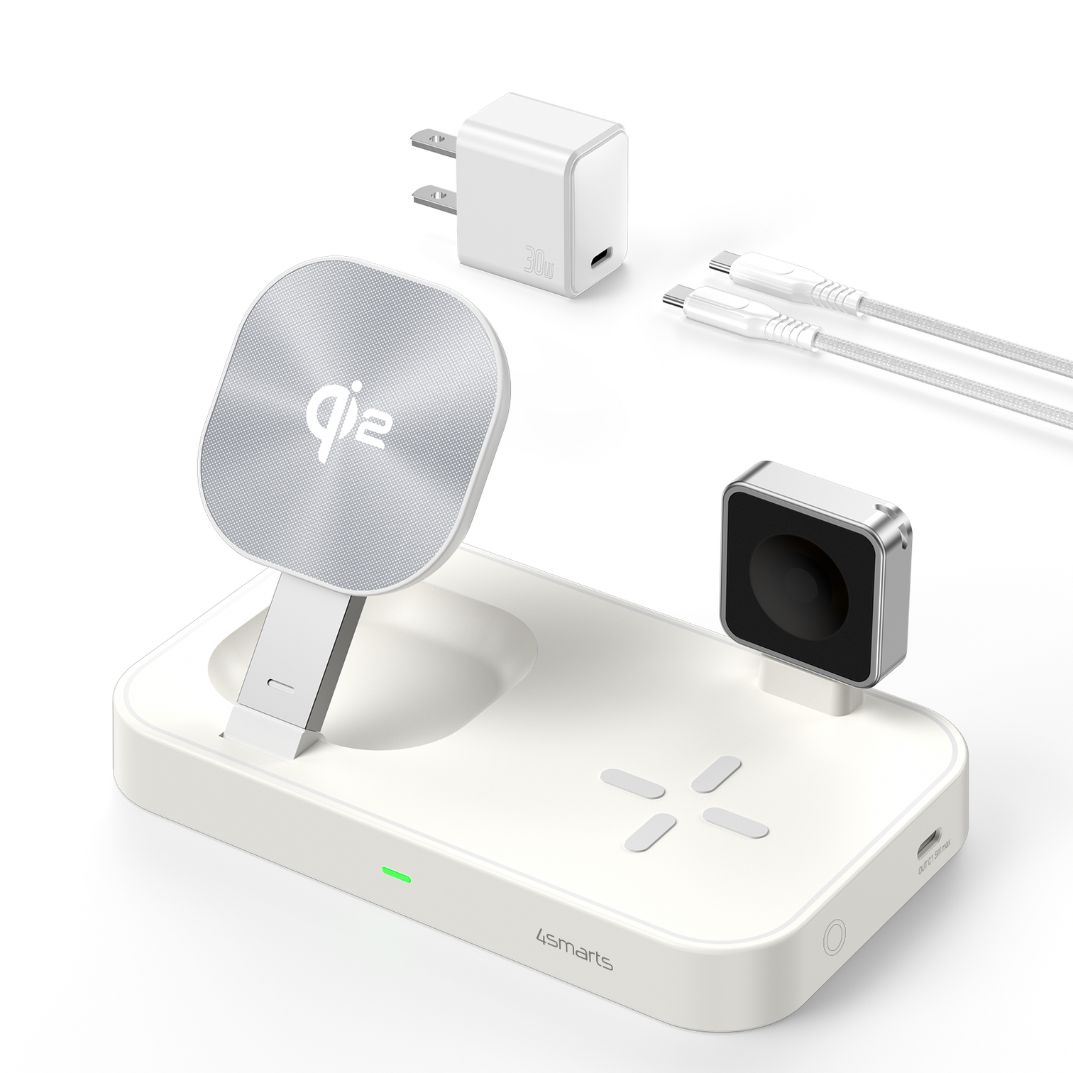 Qi2 Certified Wireless Charging Station, 3-in-1 15W Ultra Fast Magnetic Charger Stand for Multiple Devices, Magsafe Charger for iPhone 15/14/13/12, Apple Watch, Airpods (White) - 7Pandas Australia