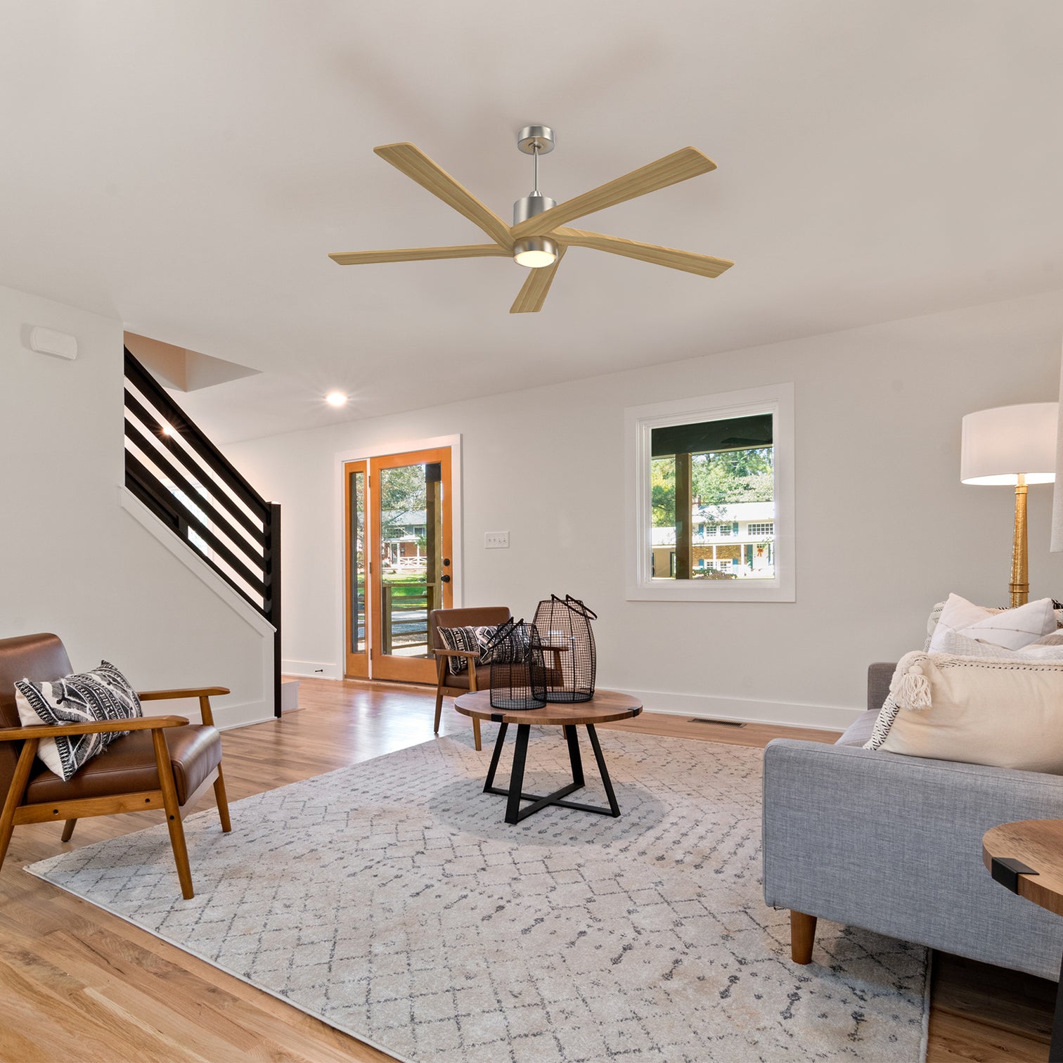 Irvine 64" 5 Blades Solid Wood with Remote Control and LED Light Kit Tri-Color - 7Pandas Australia