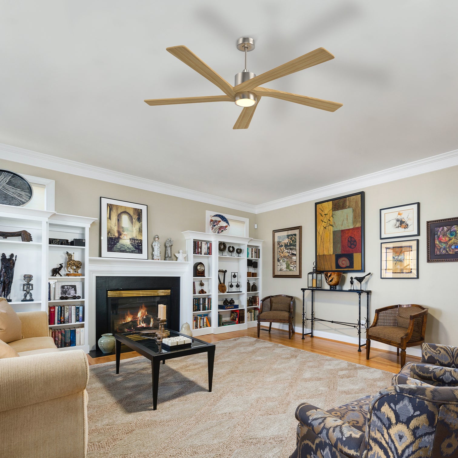 Irvine 64" 5 Blades Solid Wood with Remote Control and LED Light Kit Tri-Color - 7Pandas Australia