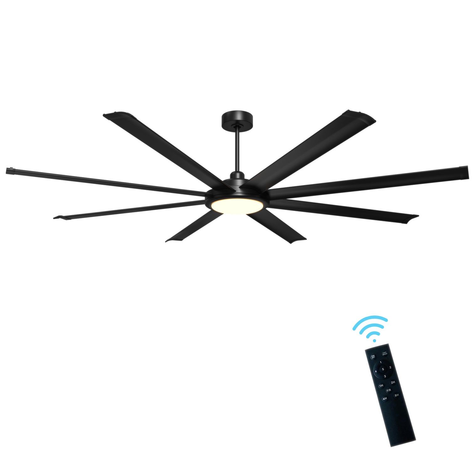 Eureka 80" 8 Blades Ceiling Fan with Remote Control and LED Light Kit Tri-Color Matt Black - 7Pandas Australia