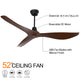 Marseille 52" Ceiling fan 3 ABS blades Walnut Hand-Print with Remote Control LED Light Kit - 7Pandas Australia