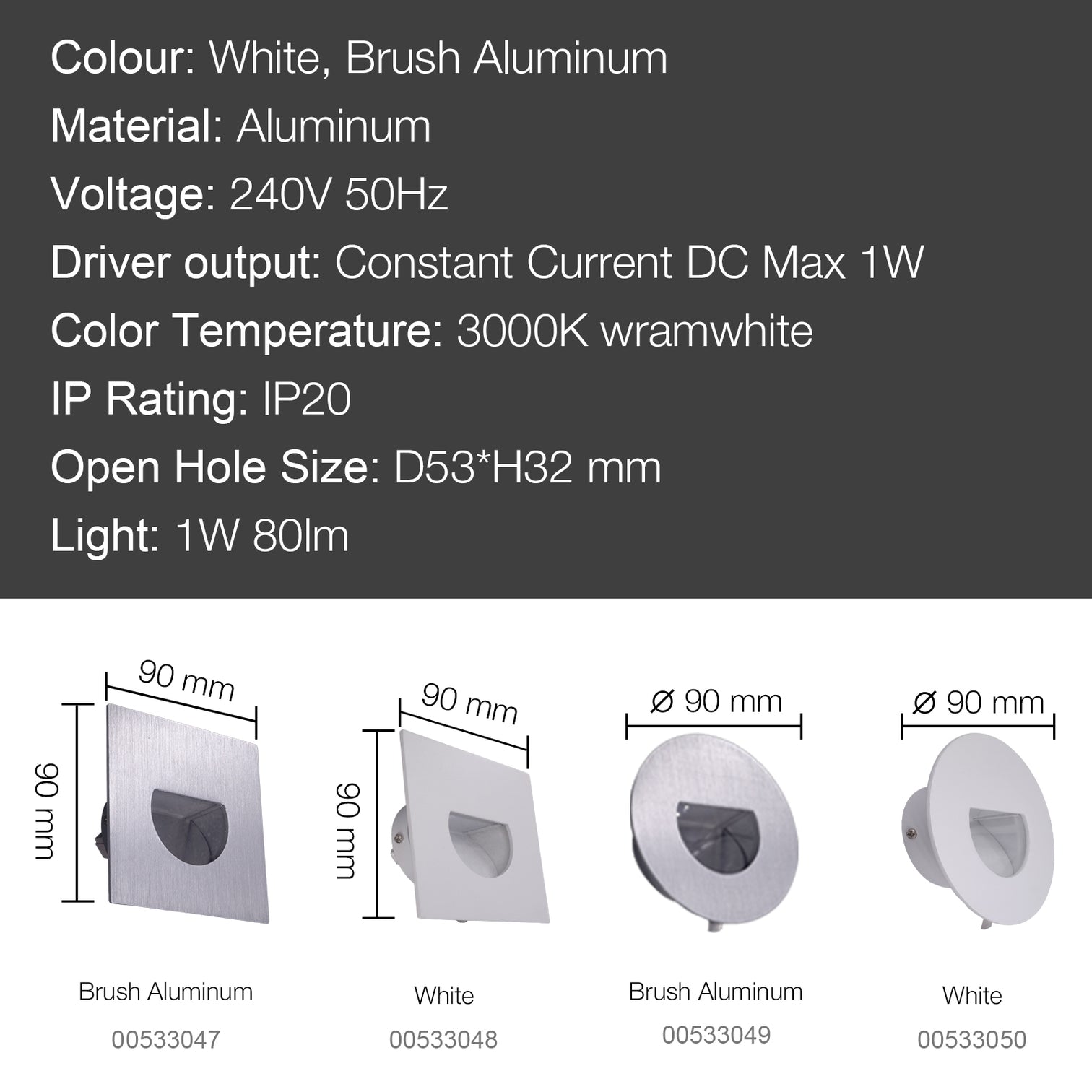 4X LED Aluminium Wall Recessed LED Stair Step Light 1W Warmwhite 3000k - 7Pandas Australia