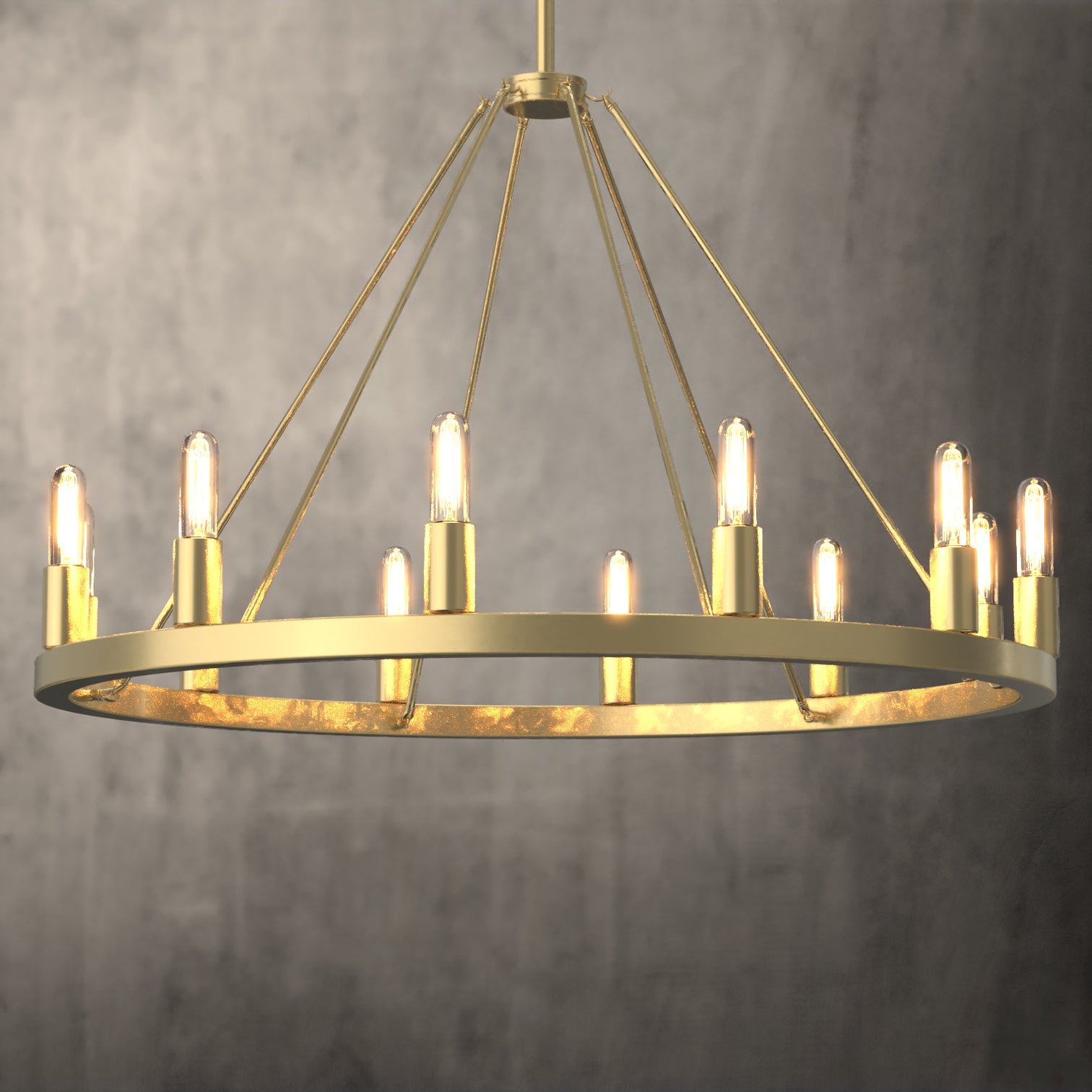 ALVA 12-Light Antique Wagon Wheel Chandelier Aged Brass E14 Farmhouse Light - 7Pandas Australia