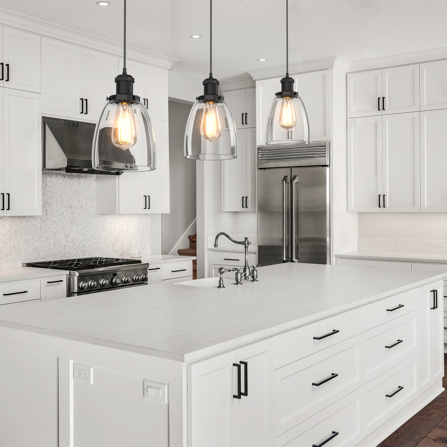 WINER Modern Glass Pendant Light Kitchen Island Dining Room E27 3PACK - 7Pandas Australia