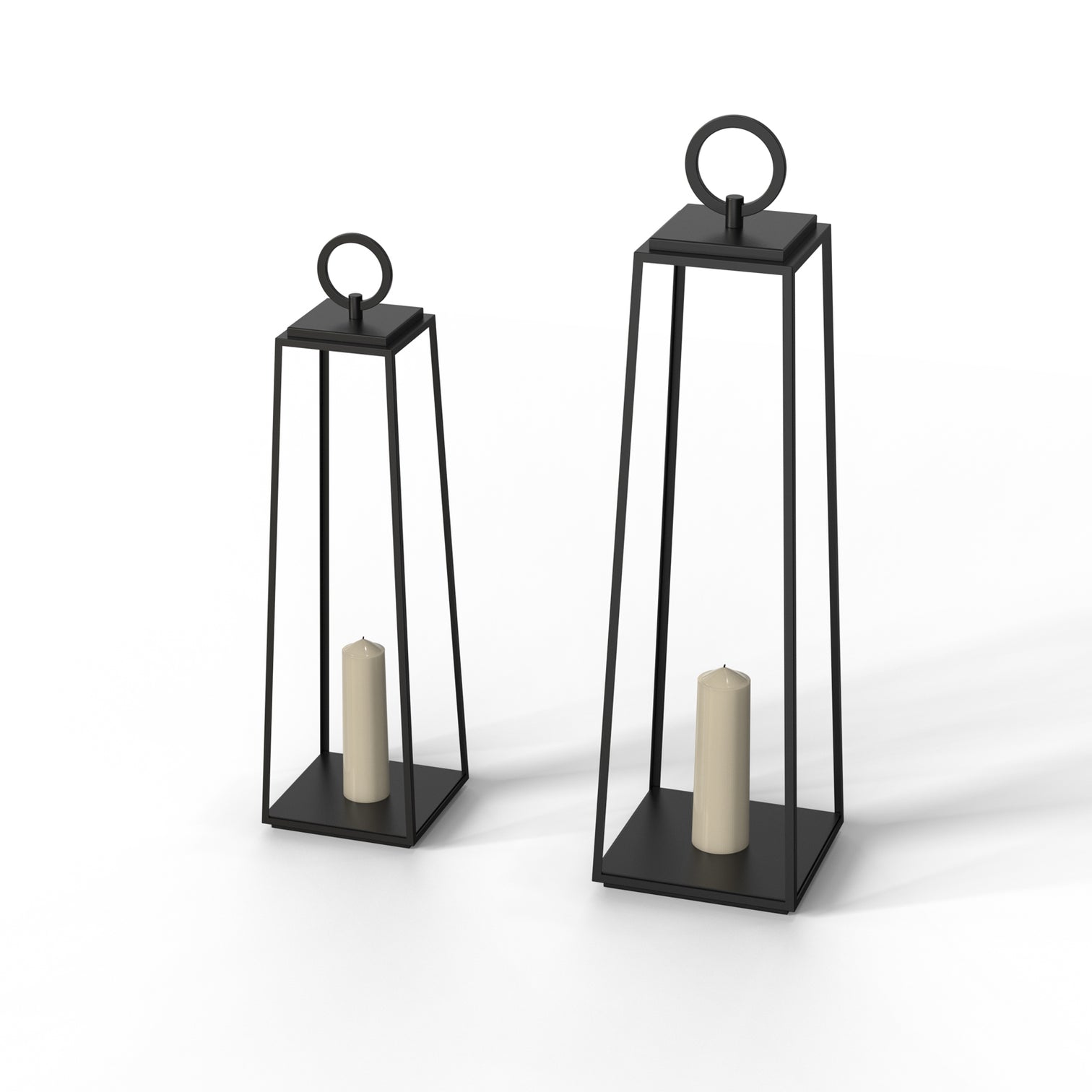 SORRENTO Modern Outdoor Candle Lantern Home Deco Patio Matt Black - 7Pandas Australia