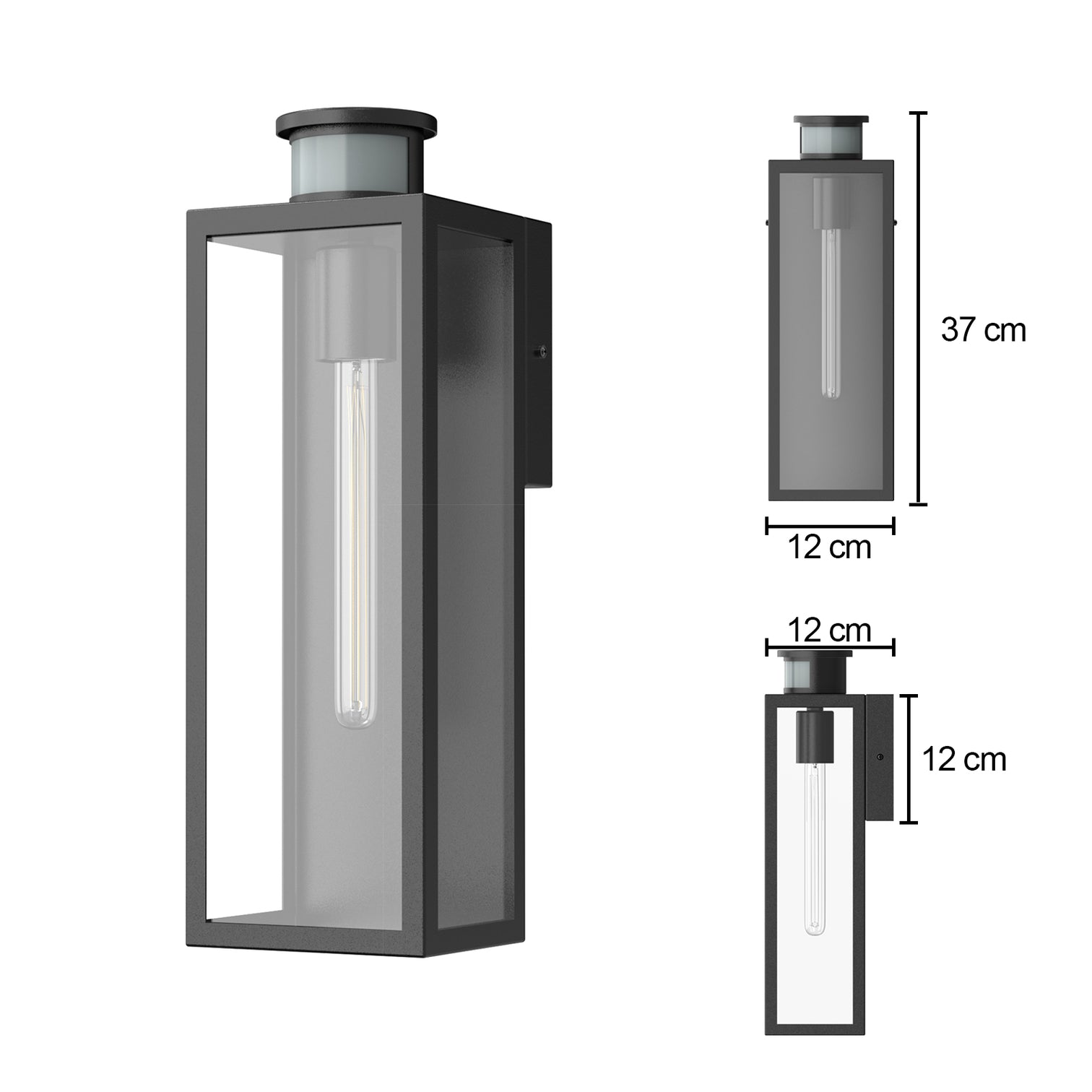 MOSCOW Exterior Outdoor Light motion sensor Matt Black IP44 with LED Bulb Dimmable - 7Pandas Australia