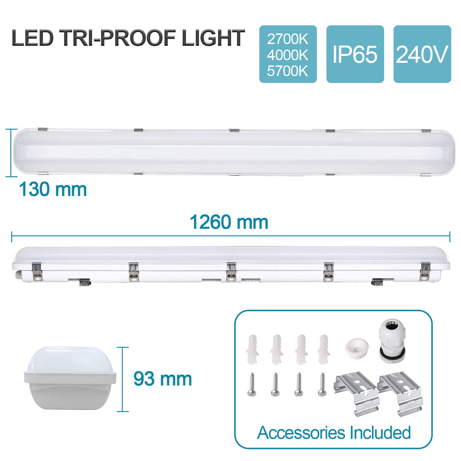 Guardian 1200mm LED Tri-Color Heavy Duty Weatherproof Linear Batten Light Dual-Power 22W 38W - 7Pandas Australia