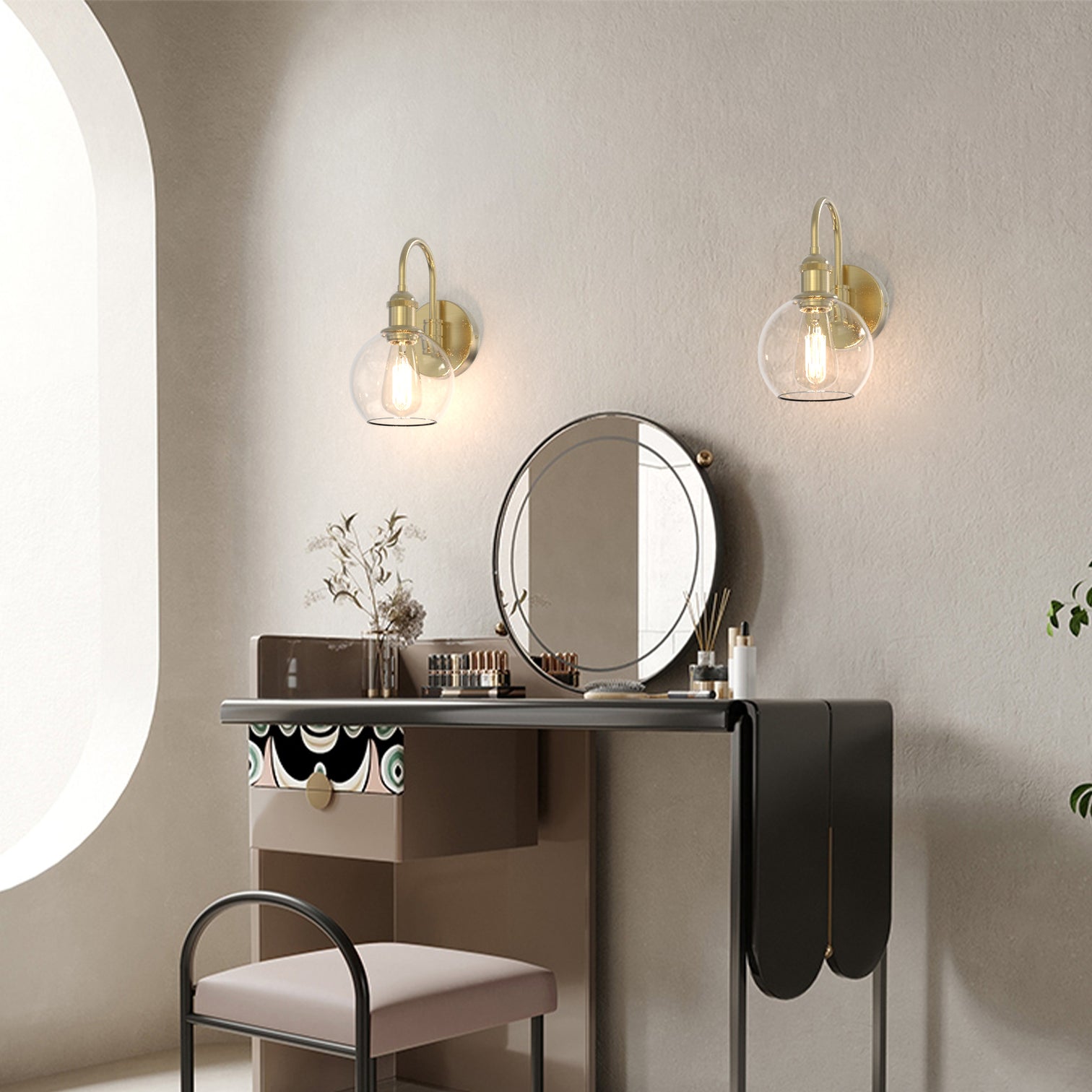 Oculus 2PACK Modern Indoor Ball Type Interior Wall Light Clear Glass - 7Pandas Australia