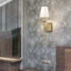 VIKKI Modern Interior Wall Light Aged Brass with White Fabric Shade E14 - 7Pandas Australia