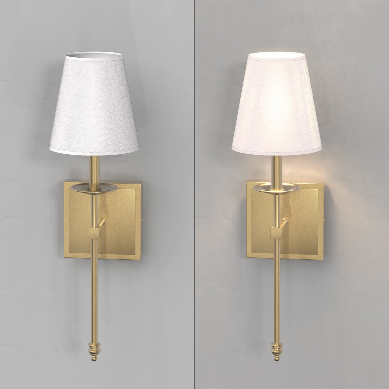 VIKKI Modern Interior Wall Light Aged Brass with White Fabric Shade E14 - 7Pandas Australia