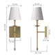 VIKKI Modern Interior Wall Light Aged Brass with White Fabric Shade E14 - 7Pandas Australia