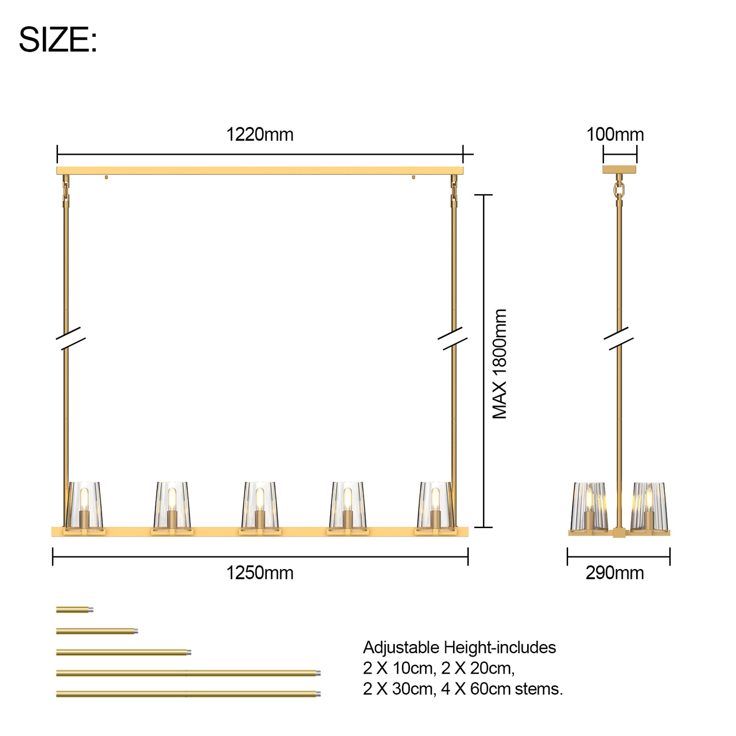 CANOVA 1250mm Length 10-Lights Modern Design Crystal Chandelier - 7Pandas Australia