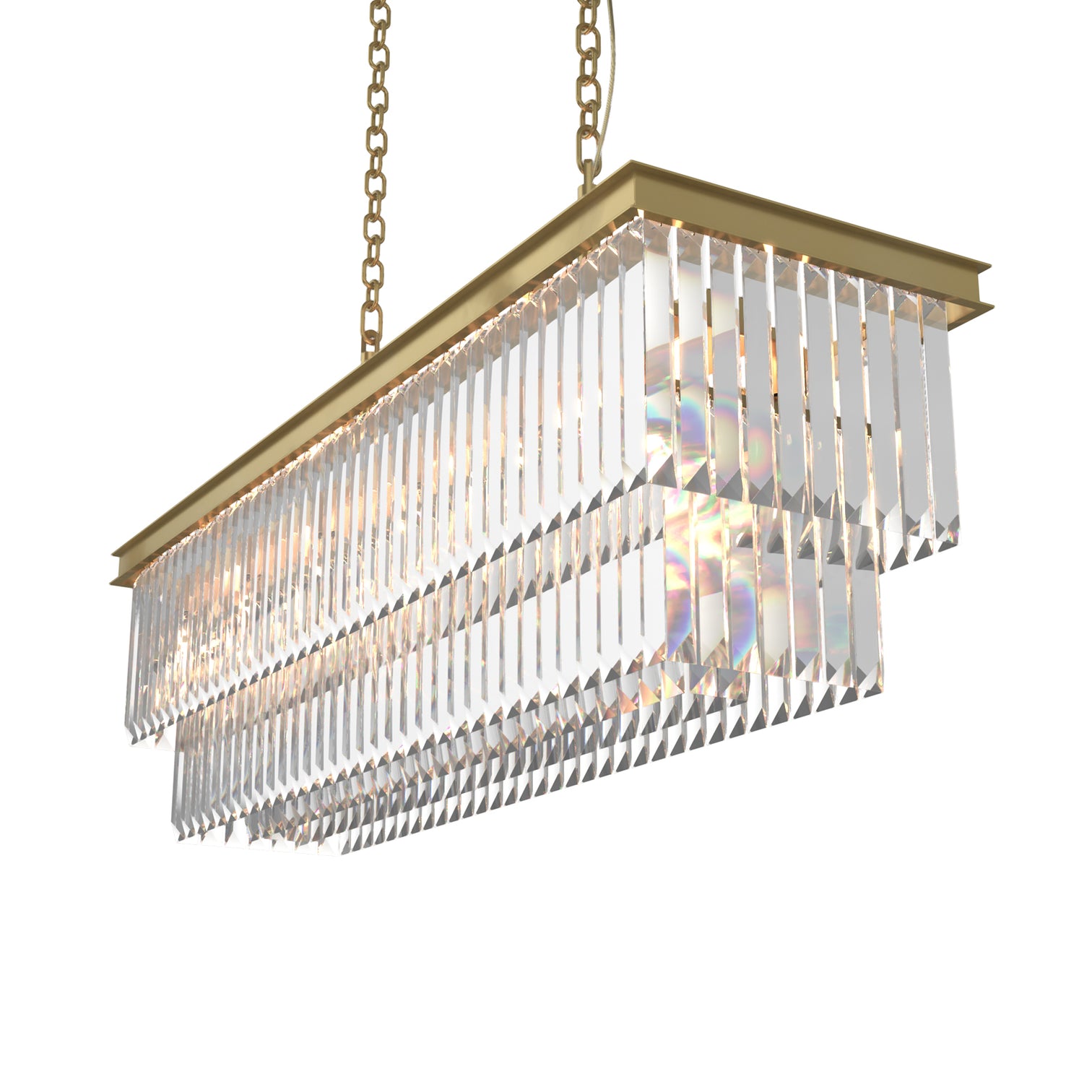 TERRANCE 16-Lights Modern Rectangle K9 Clear Crystal Chandeliers Kitchen Dining Room - 7Pandas Australia