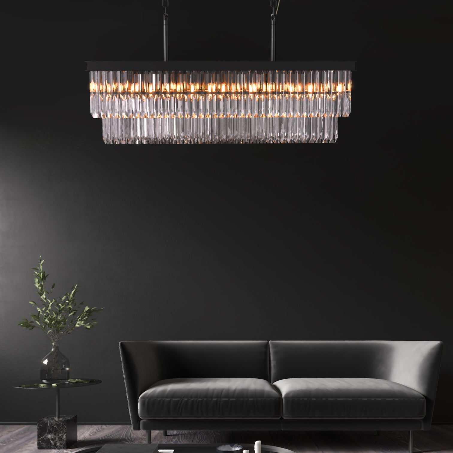 TERRANCE 16-Lights Modern Rectangle K9 Clear Crystal Chandeliers Kitchen Dining Room - 7Pandas Australia