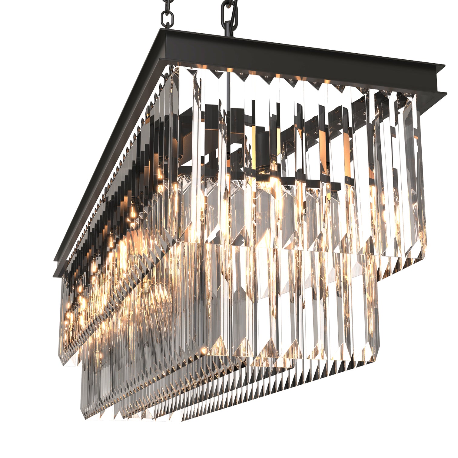 TERRANCE 16-Lights Modern Rectangle K9 Clear Crystal Chandeliers Kitchen Dining Room - 7Pandas Australia