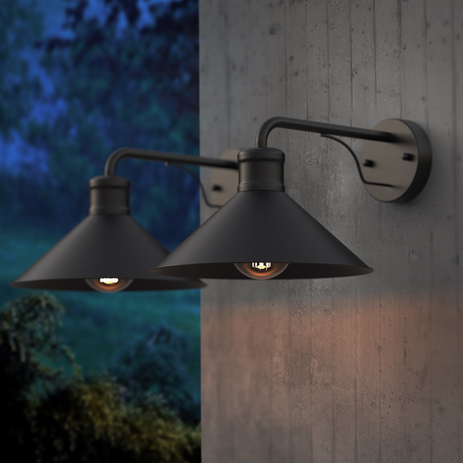 DOBLIN 2PACK Outdoor Wall Sconce Matt Black E27 IP44 - 7Pandas Australia