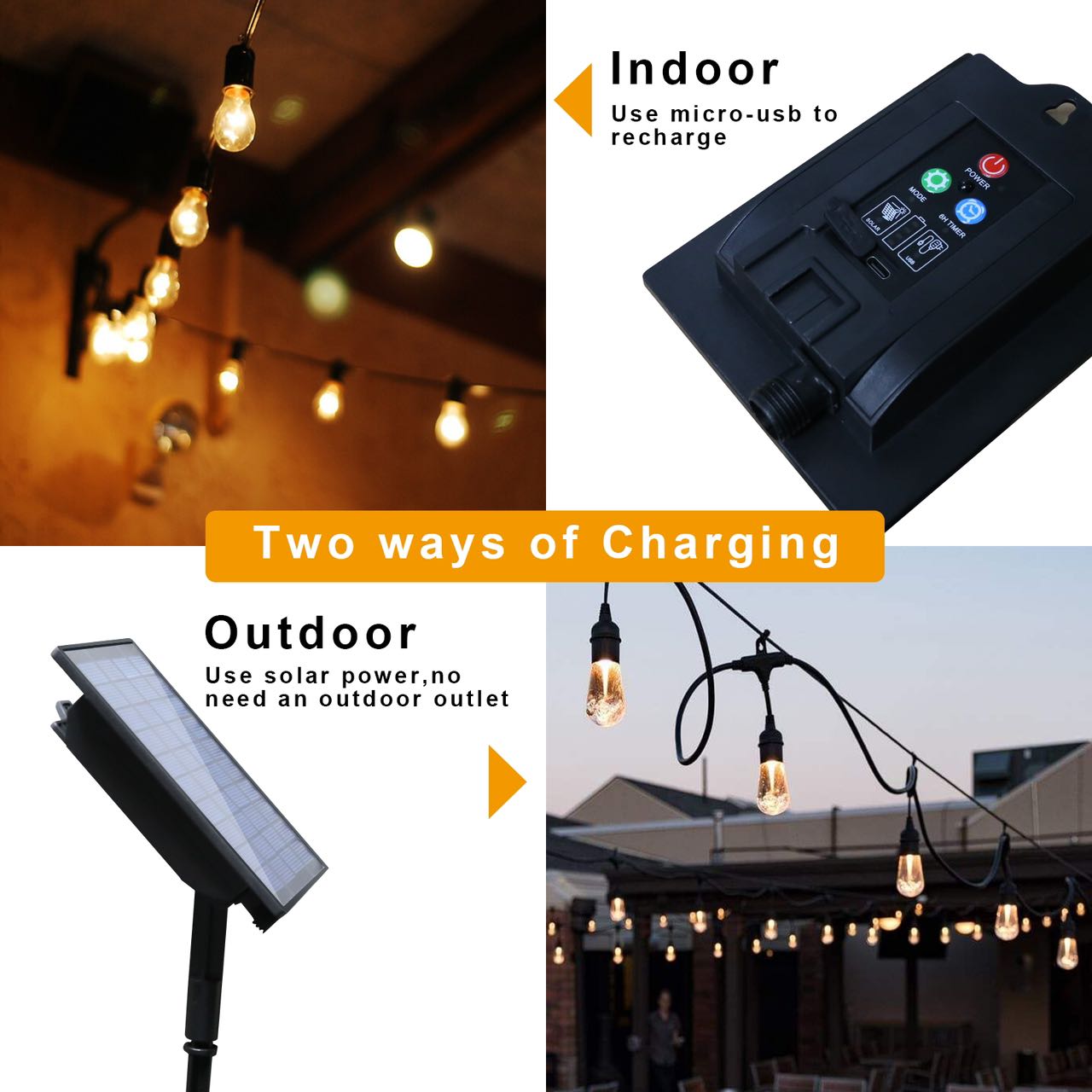 LED Festoon Lights Outdoor -  15.0 meter Commercial Grade IP65 Weatherproof Lights with 24 Shatterproof LED Bulbs for Xmas - 7Pandas Australia