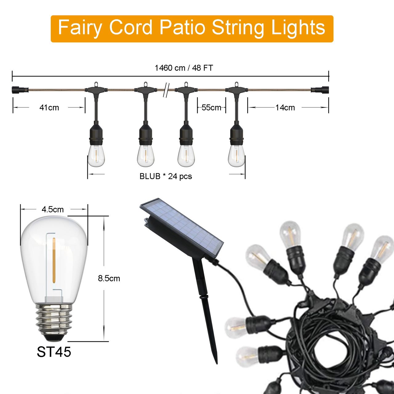 LED Festoon Lights Outdoor -  15.0 meter Commercial Grade IP65 Weatherproof Lights with 24 Shatterproof LED Bulbs for Xmas - 7Pandas Australia