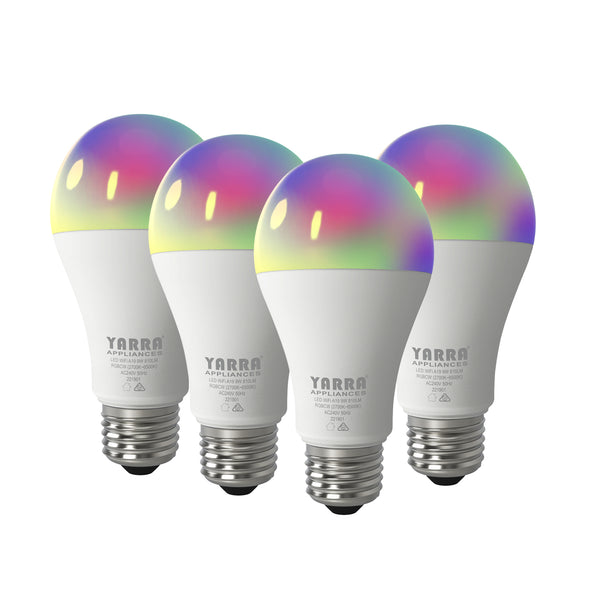 4PACK Smart WiFi A19 Pearl Shape 9W E27 RGBCW Changeable Compatible with Alexa, Google Home No Hub Required