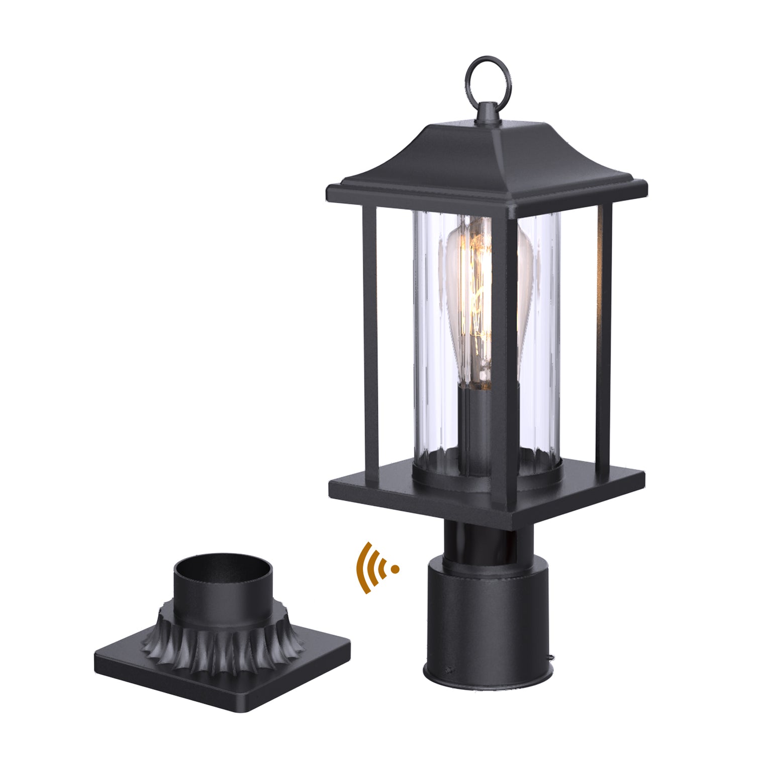JULIA Outdoor Post Lights with Motion Sensor Dusk to Dawn with Pier Mount Base Matt Black with LED Bulb E27 - 7Pandas Australia