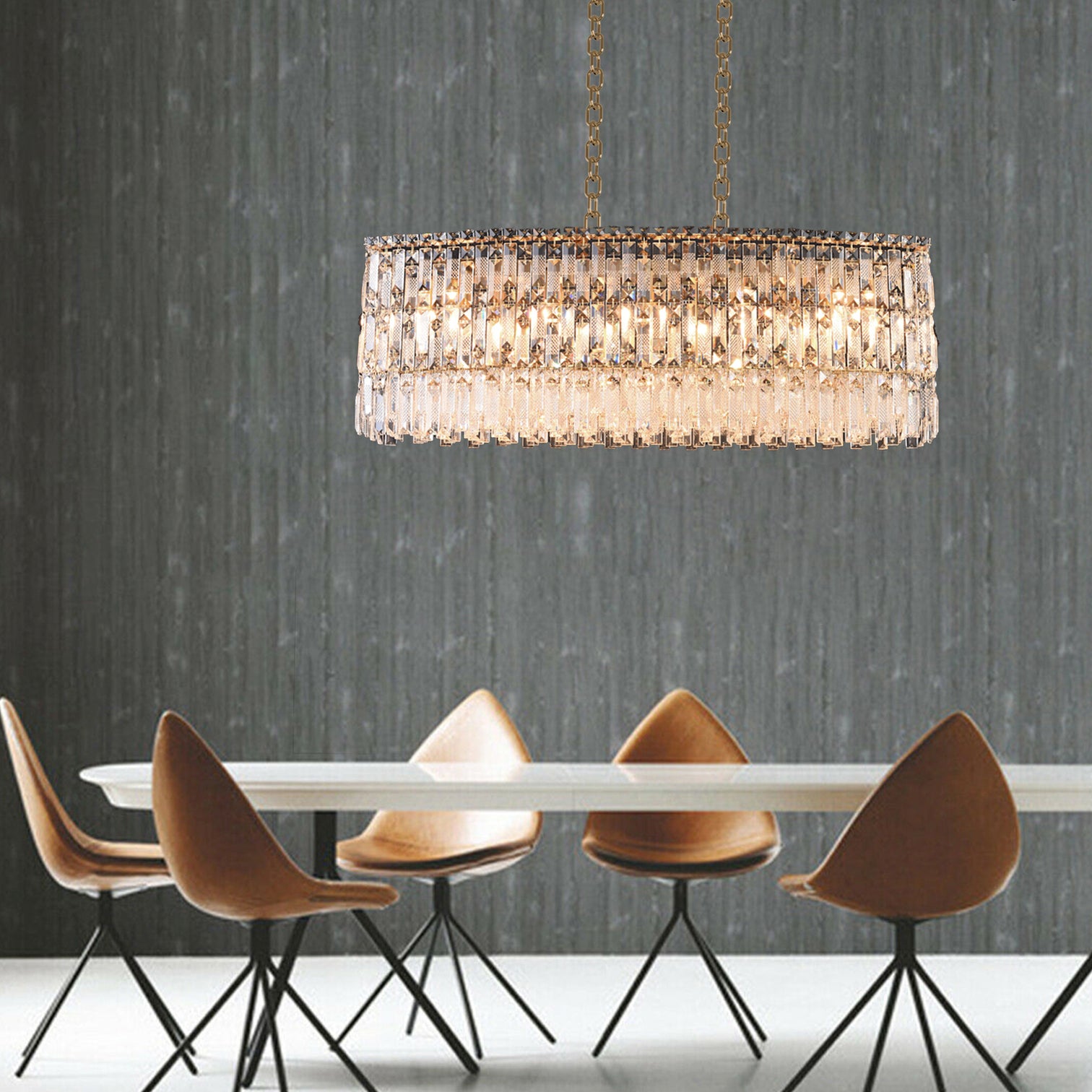 PERONI 1000mm Rectangle Modern Crystal Chandelier Lighting E14 Base - 7Pandas Australia