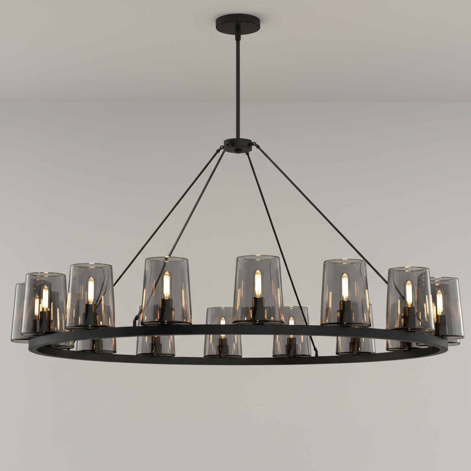 CANOVA 16-Light Glass Shade Farmhouse Vintage Wagon Wheel Style Ring Chandeliers with LED bulb - 7Pandas Australia