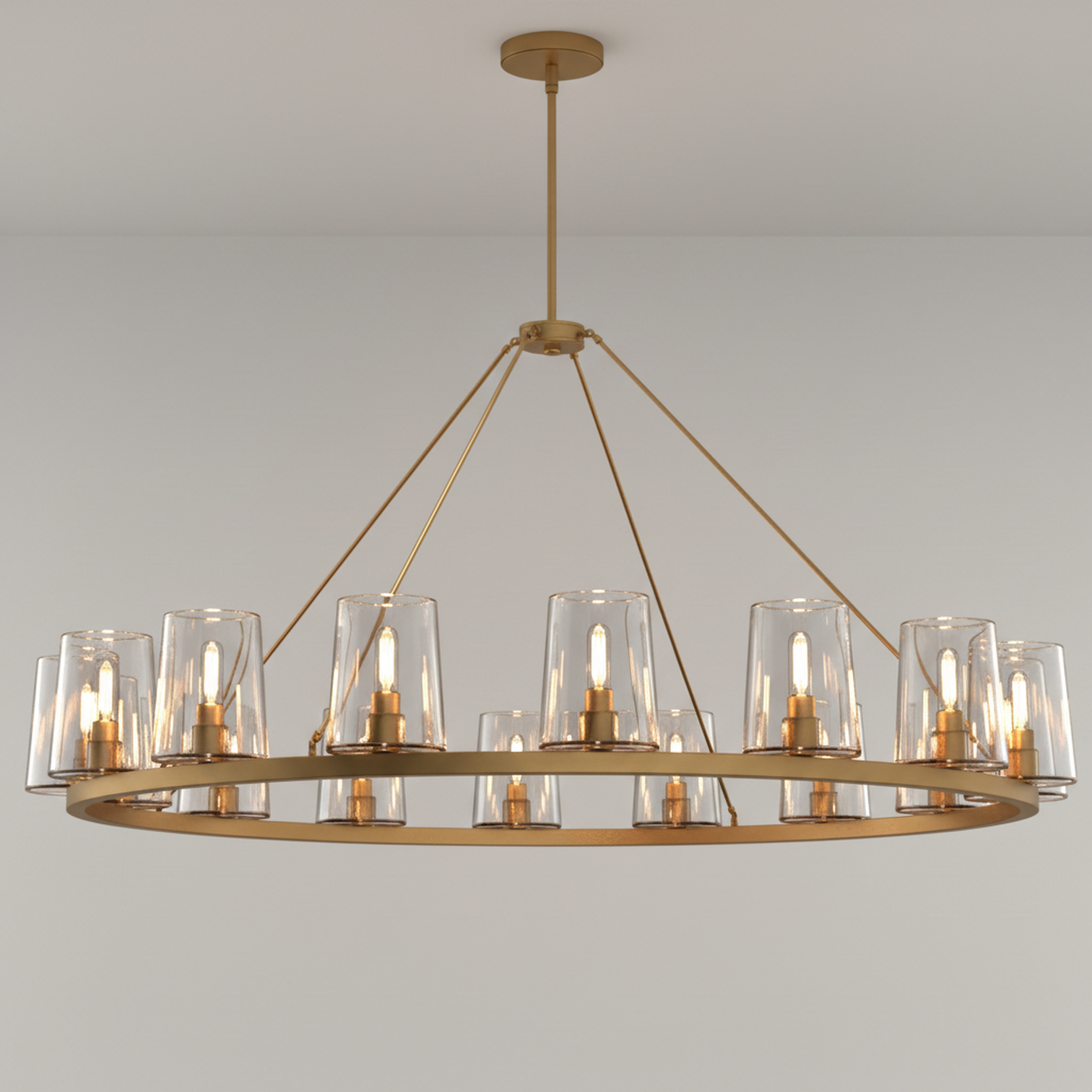 CANOVA 16-Light Glass Shade Farmhouse Vintage Wagon Wheel Style Ring Chandeliers with LED bulb - 7Pandas Australia