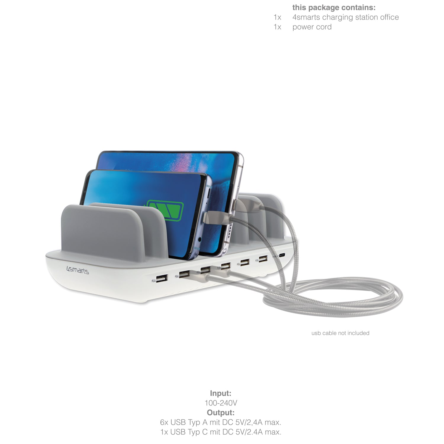 Charging Station Office 7 devices USB Ports Charger 60W White - 7Pandas Australia