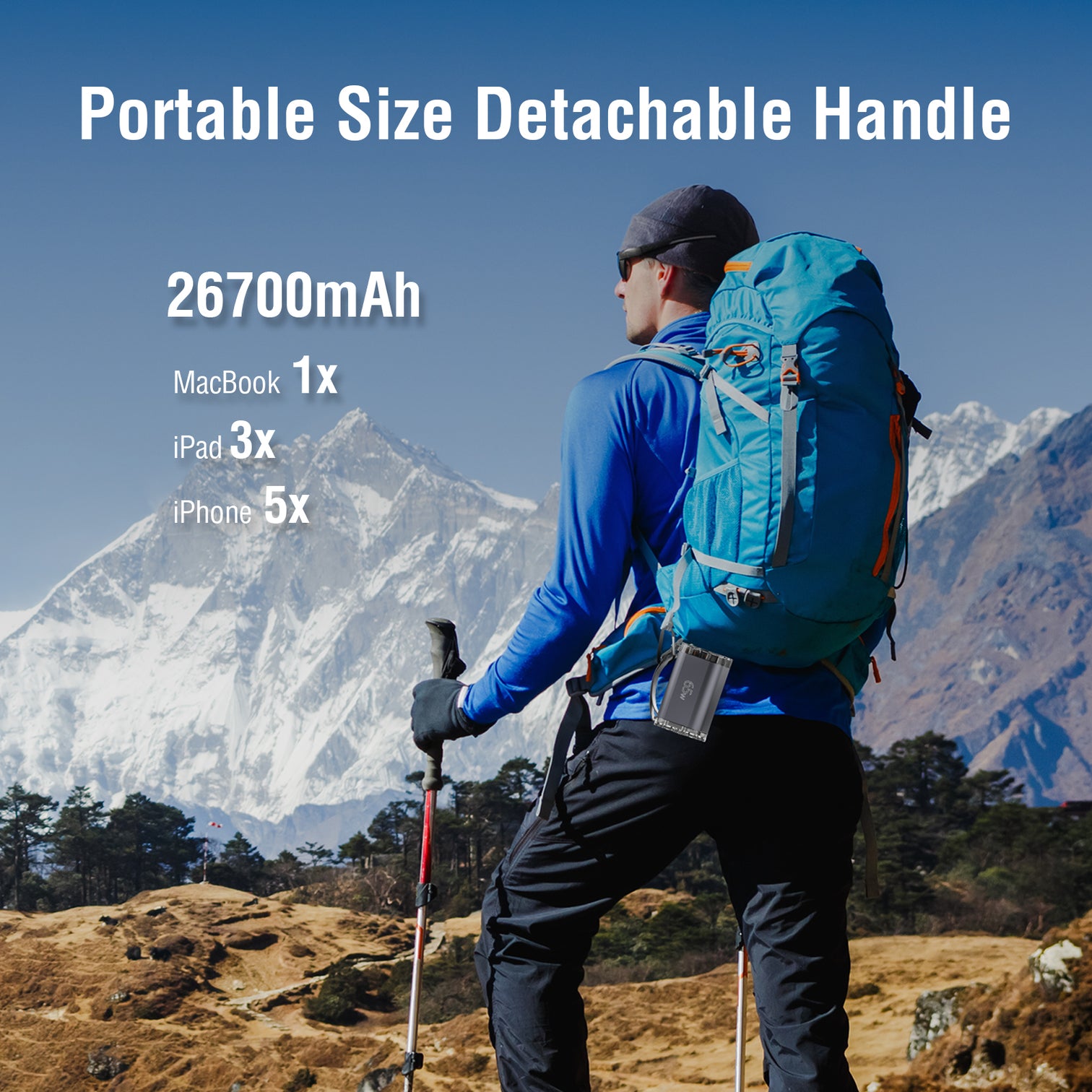 Portable Charger 65W Outdoor Power Bank Fast Charging 26700mAh Laptop Battery Charger with LCD Display Battery Pack with Flashlight - 7Pandas Australia