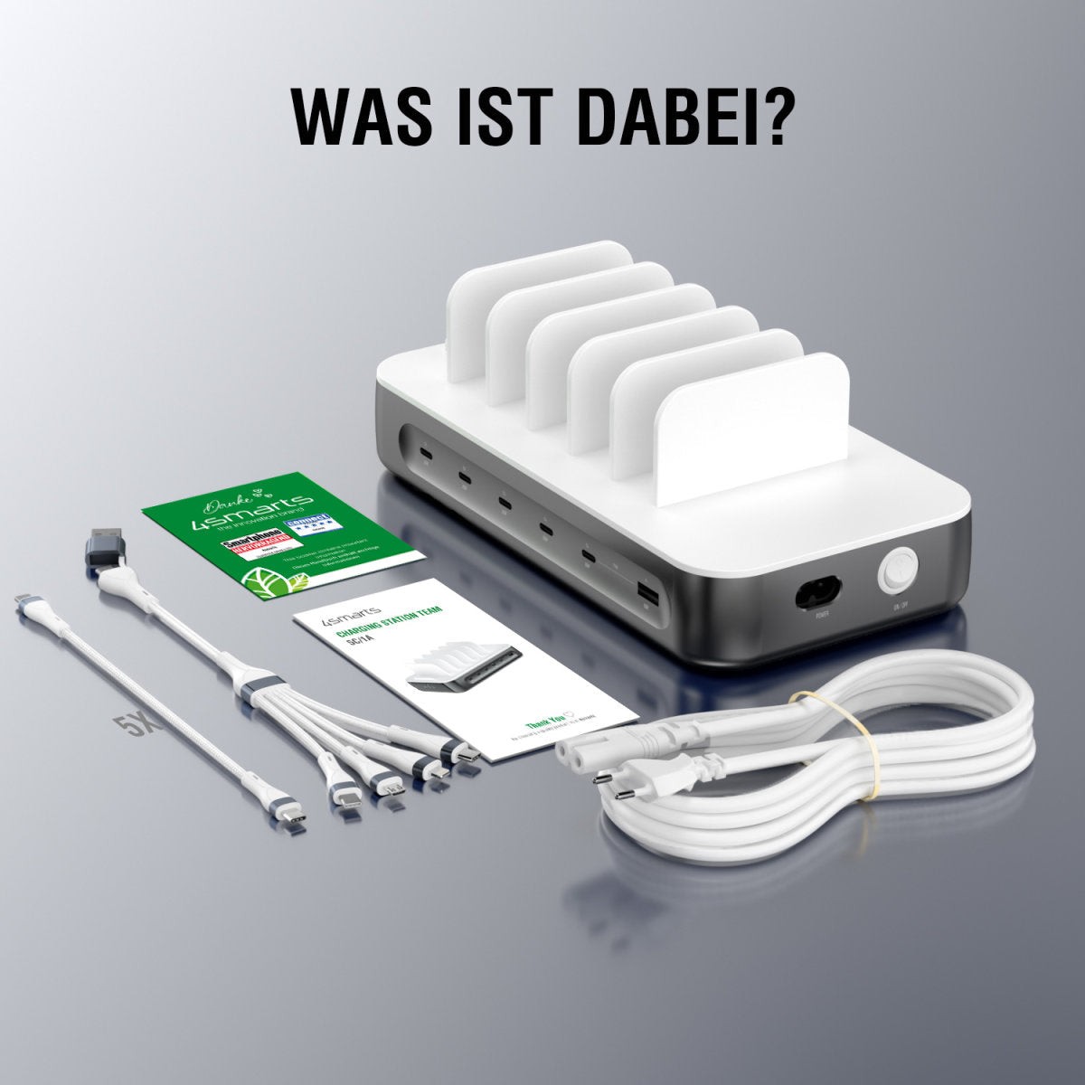 Charging station Team 100W 5C/1A incl. 6 cables space grey - 7Pandas Australia