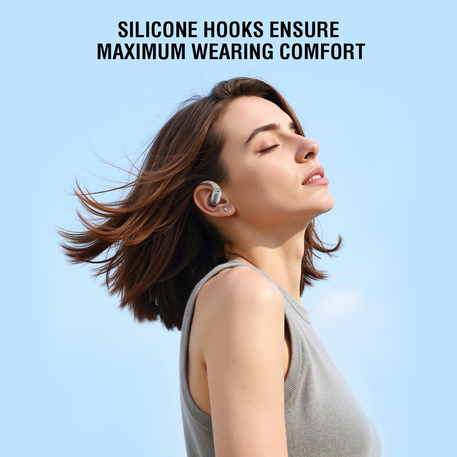 Open-Ear Bluetooth Headset SkyBuds AI Screen Black Beige - 7Pandas Australia