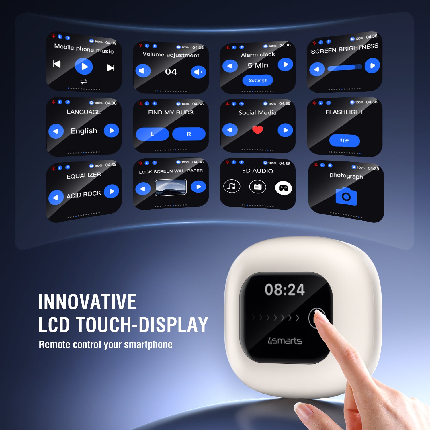 Open-Ear Bluetooth Headset SkyBuds AI Screen Black Beige - 7Pandas Australia