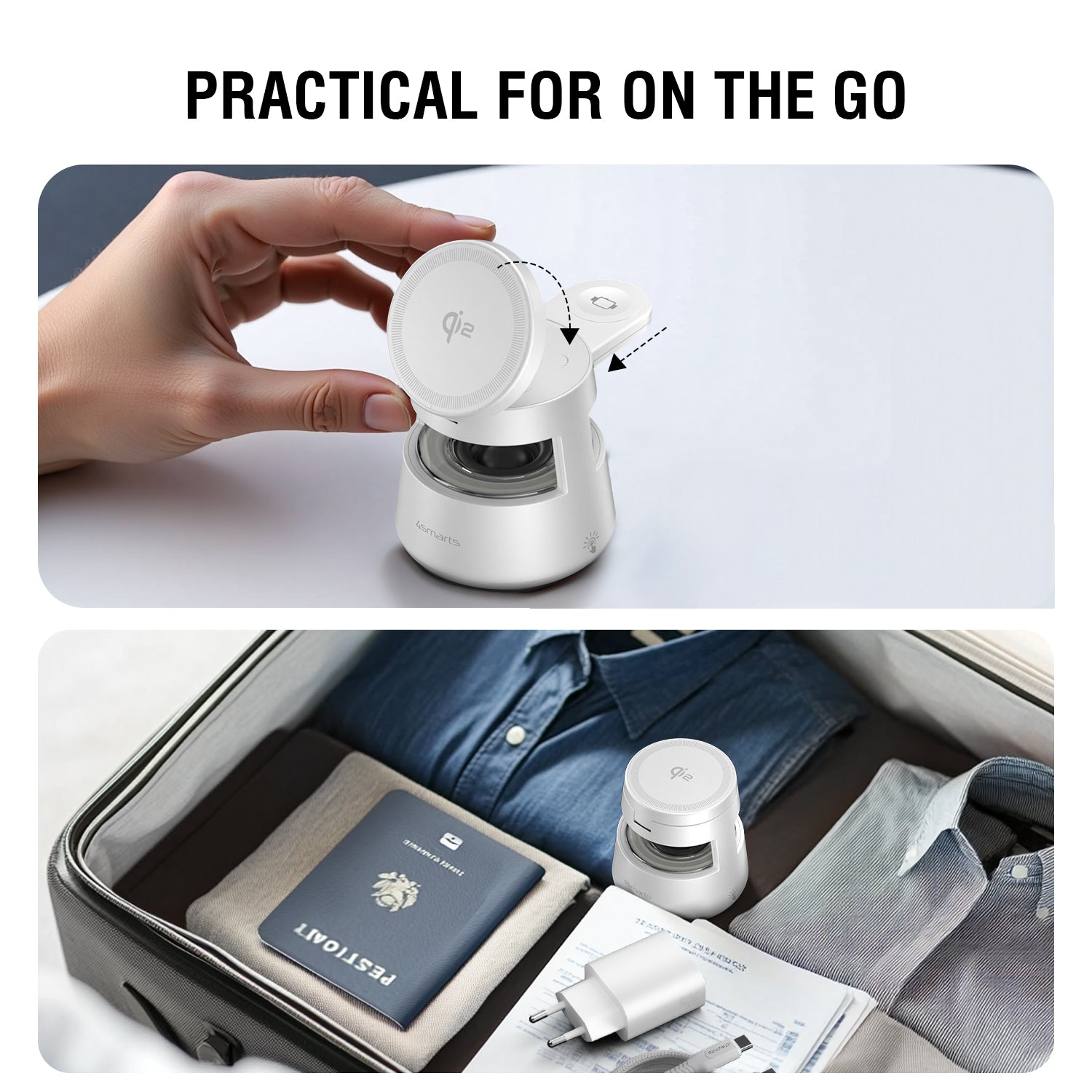 Qi2 Charging Station Aura Sound Black White - 7Pandas Australia