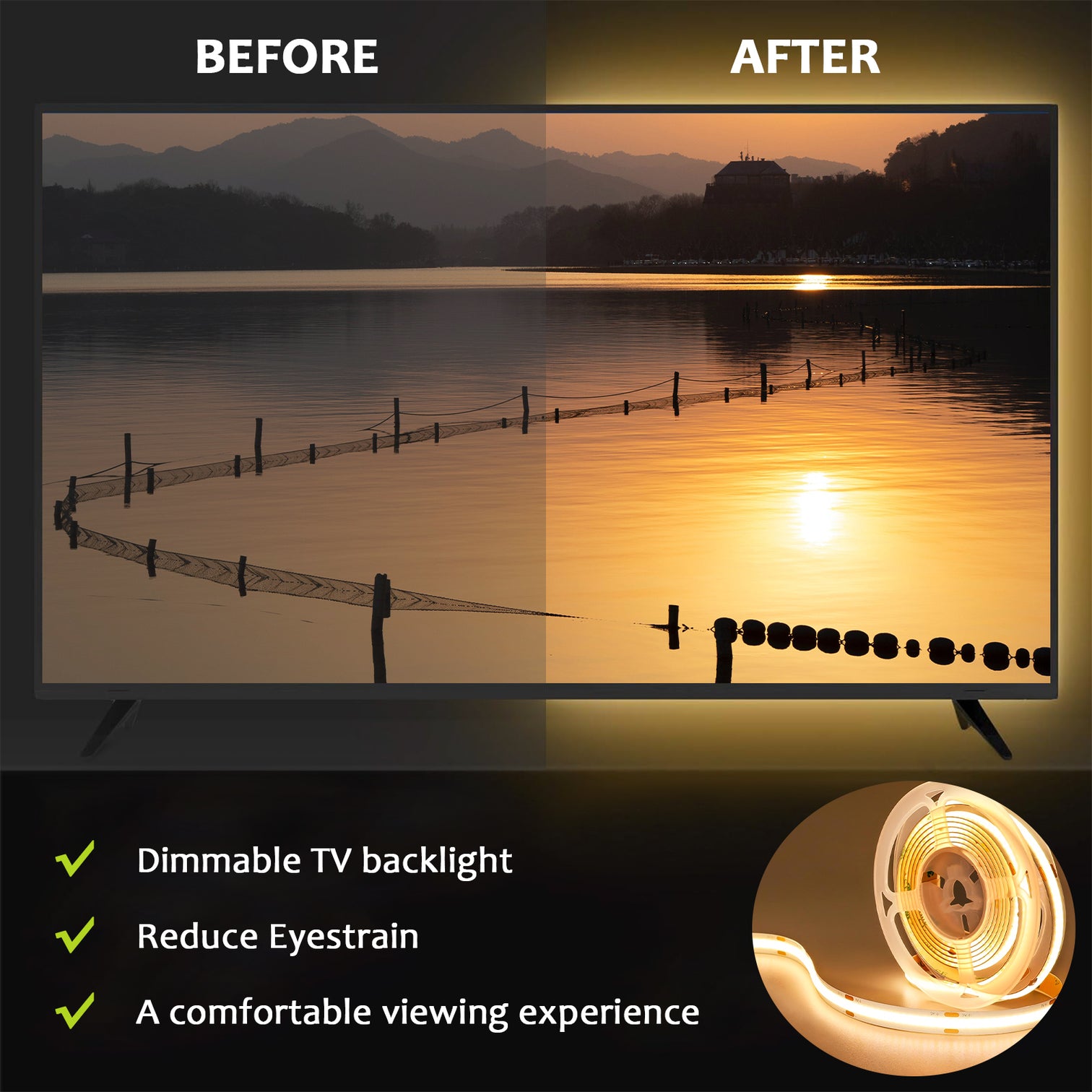 LED Strip 24V 36W 5M Dual Color COB Ultra Brightness 2700K to 6500K - 7Pandas Australia